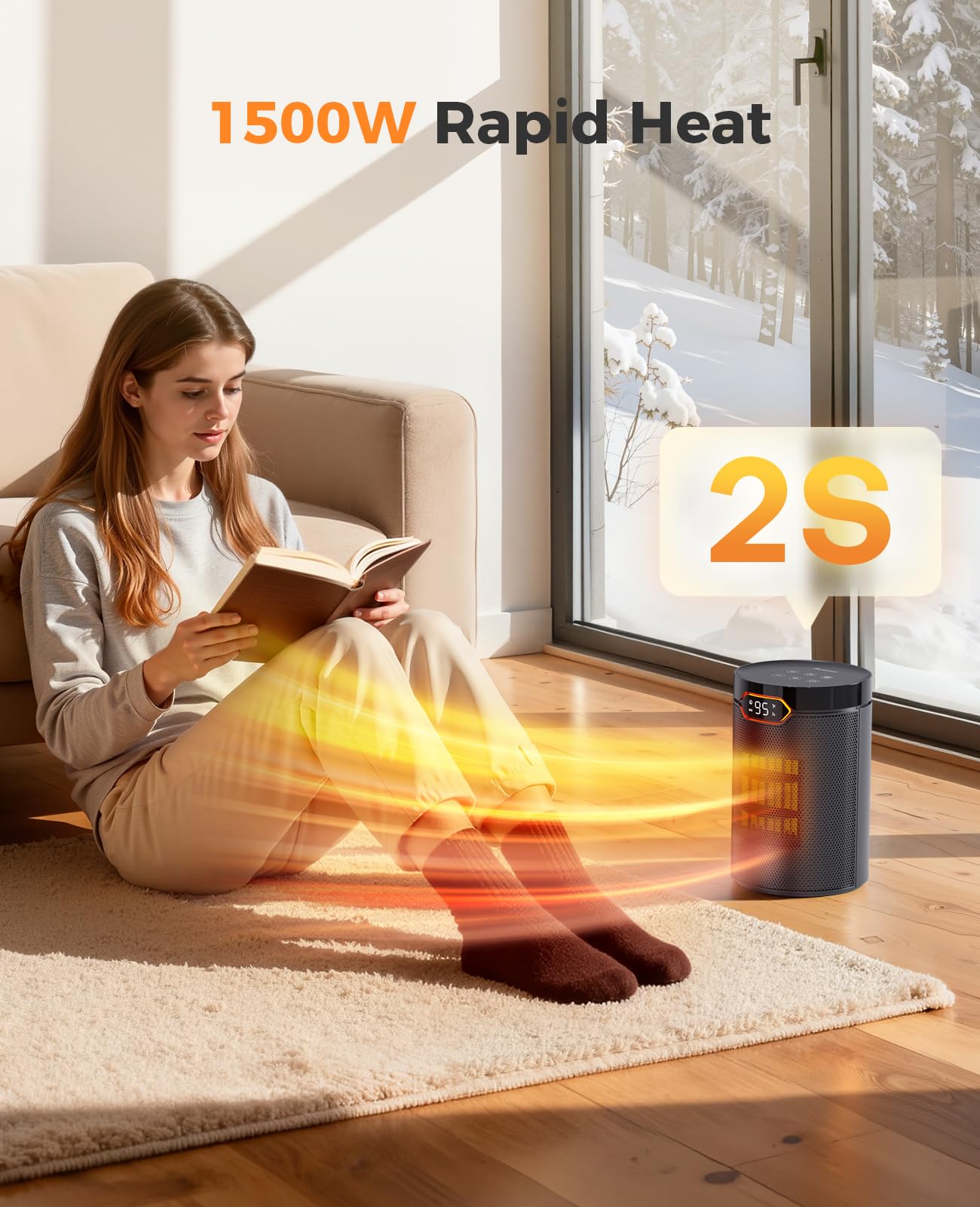 Quiet operation BREEZOME space heater with Denoise Motor