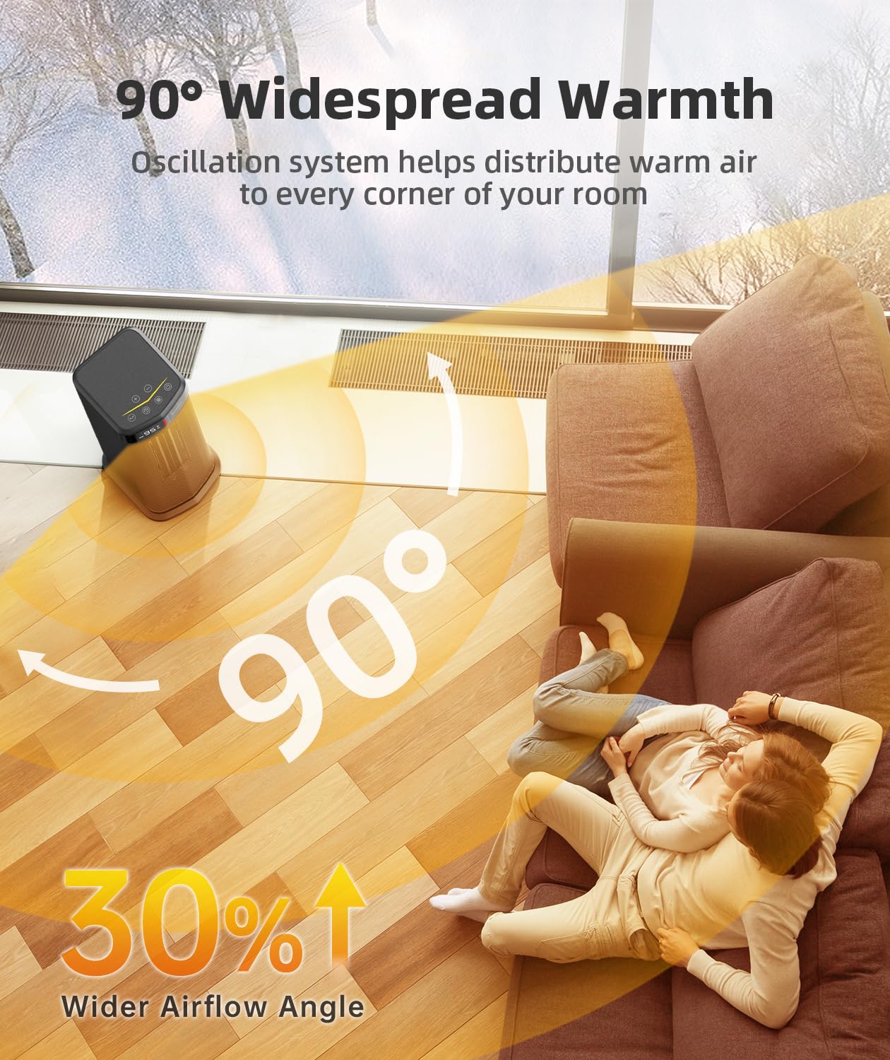 BREEZOME space heater ECO mode with precise temperature sensor 59–95°F