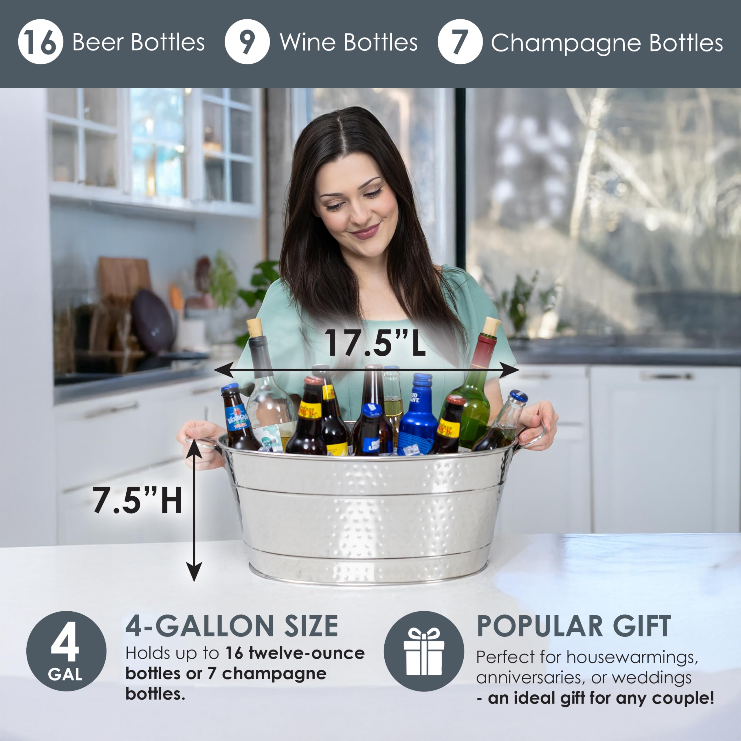 Oval stainless steel beverage tub 4 gal Brekx