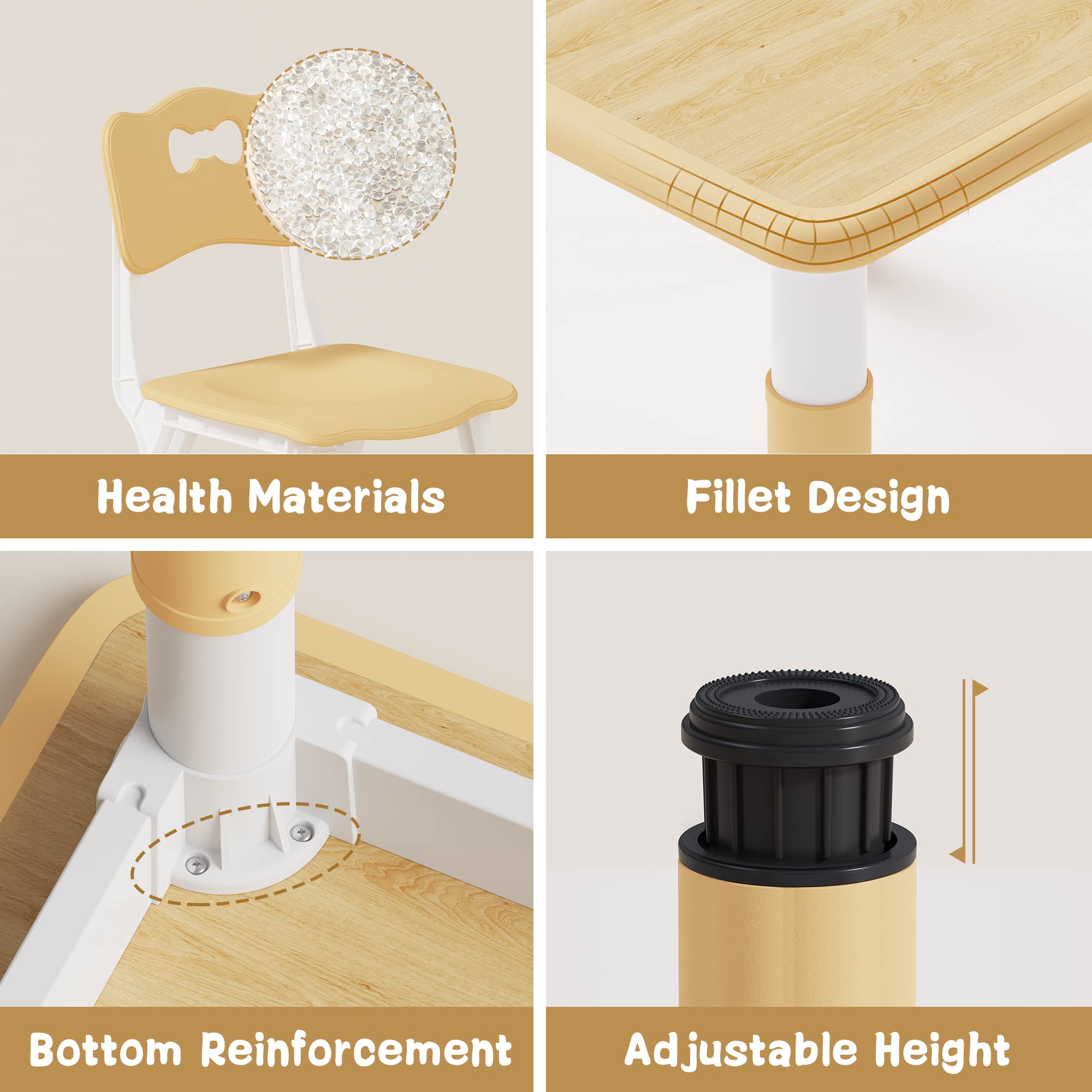 Daycare classroom or home setup with adjustable furniture