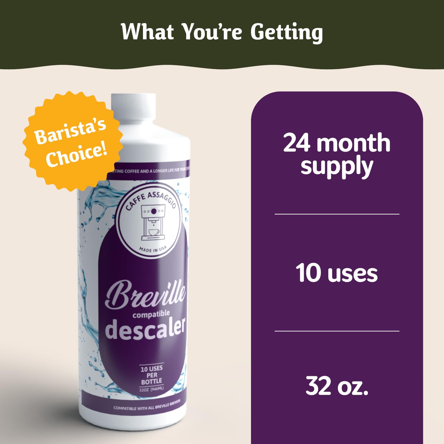 Breville Espresso Machine Descaler bottle label
