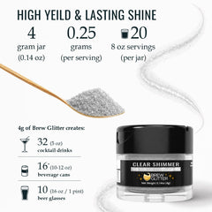 Clear shimmer Brew Glitter Edible Glitter 4 Grams package