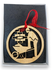 Brick Layer Masonry Construction Worker ornament on birch wood