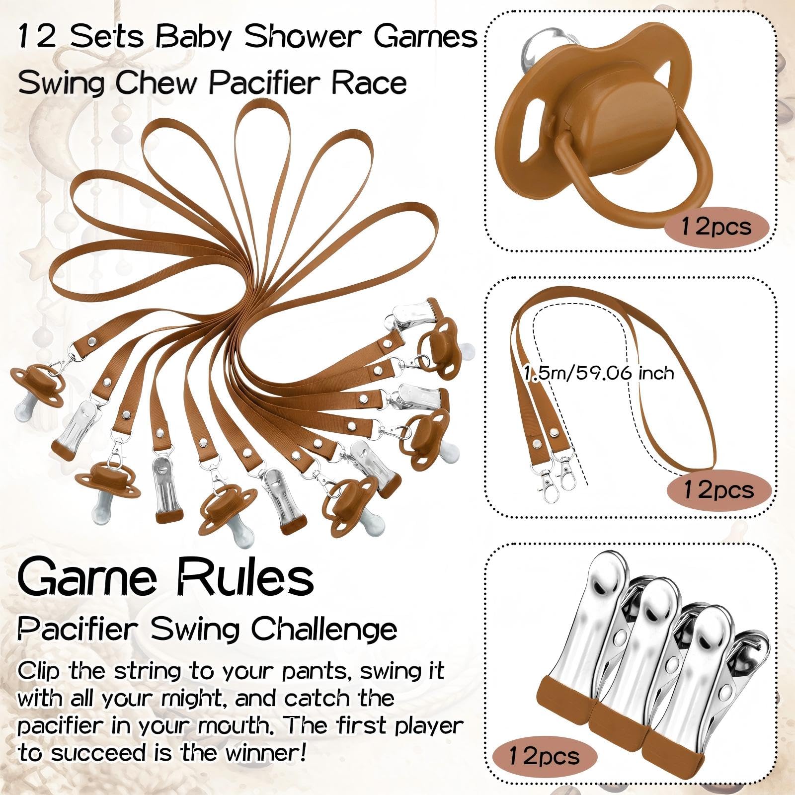 Bridal and baby shower games pacifier kit by Geelin