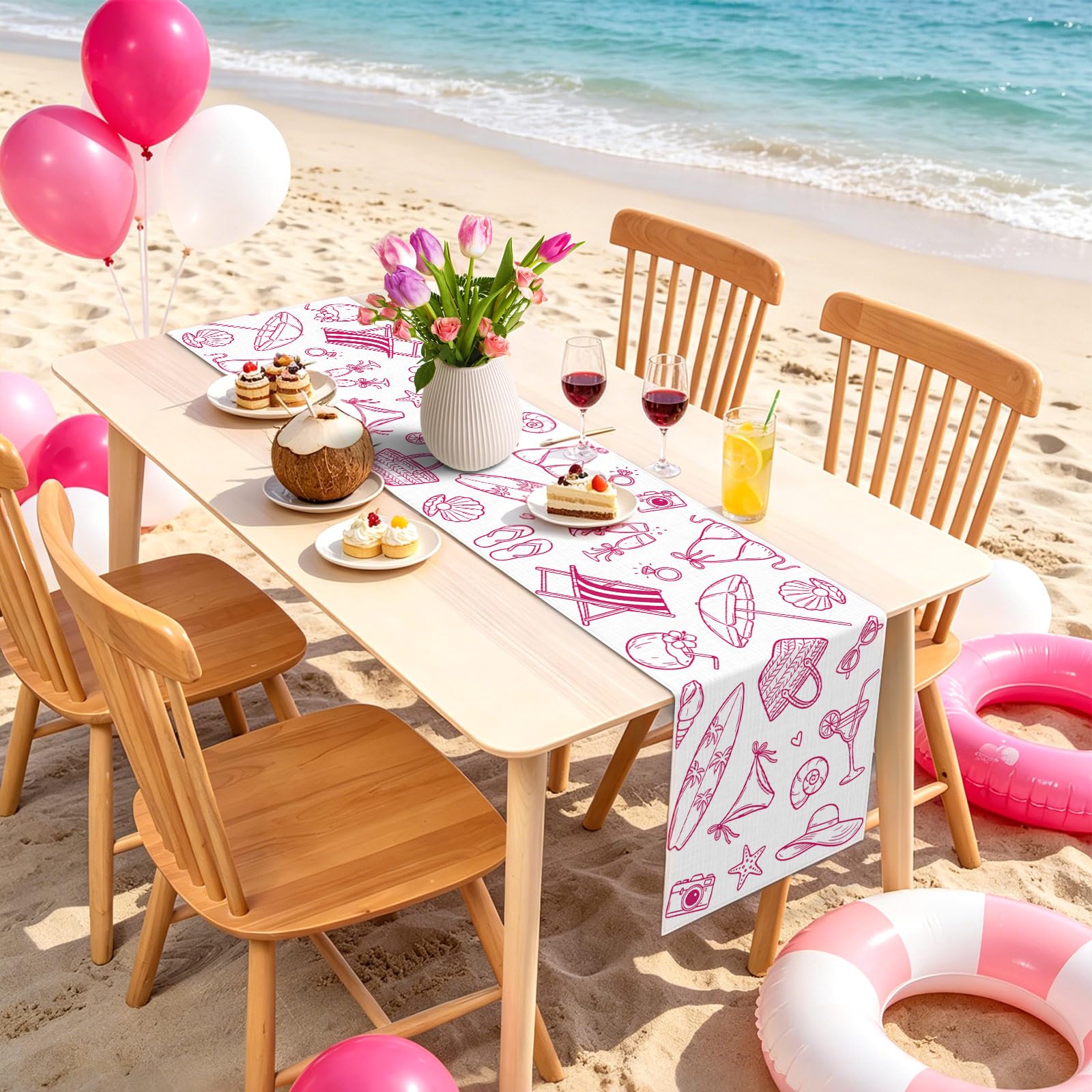 Durable polyester linen-like table runner