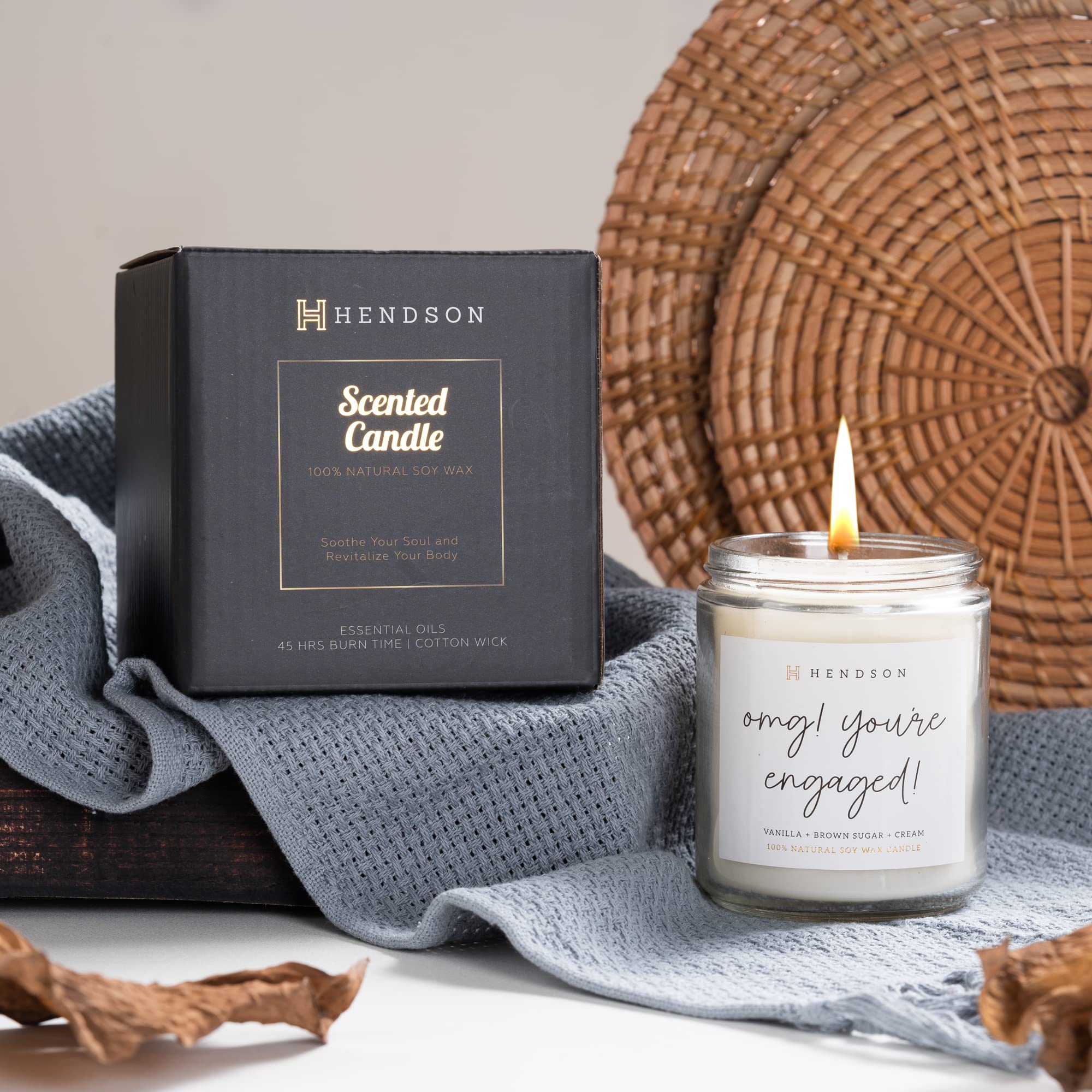 Scented candle with vanilla brown sugar cream notes