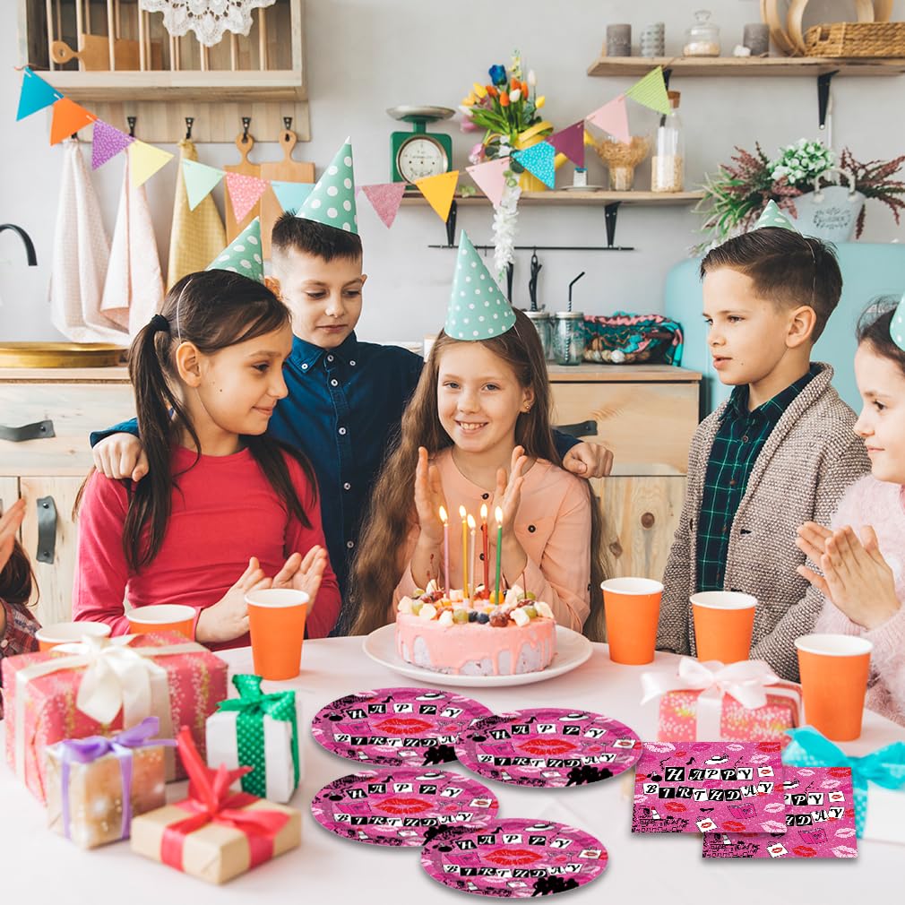 40pcs pink girls party decorations set