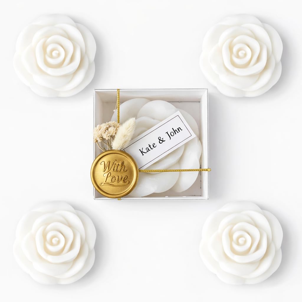 White rose candle design with delicate petals