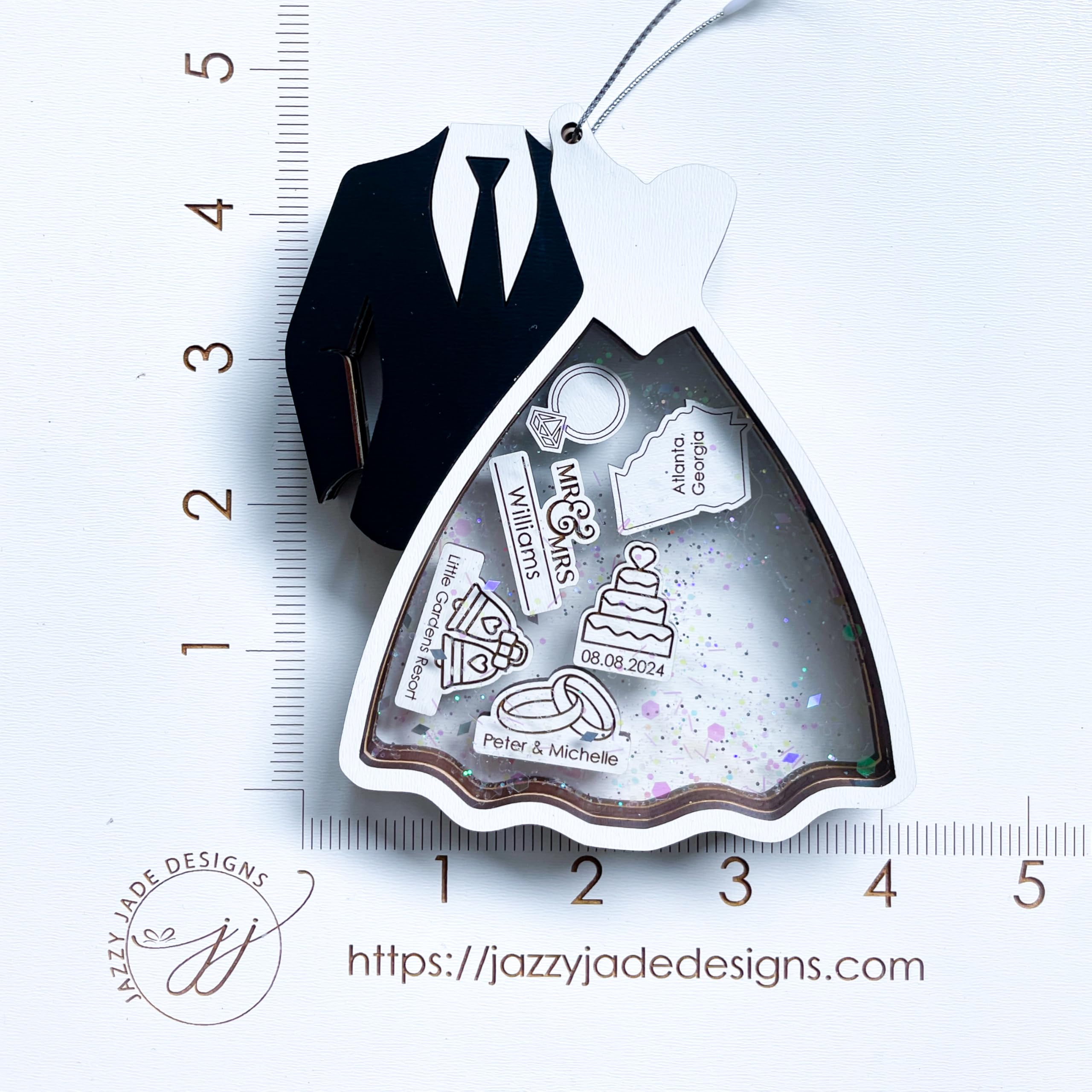 USA made personalized wedding ornament display photo