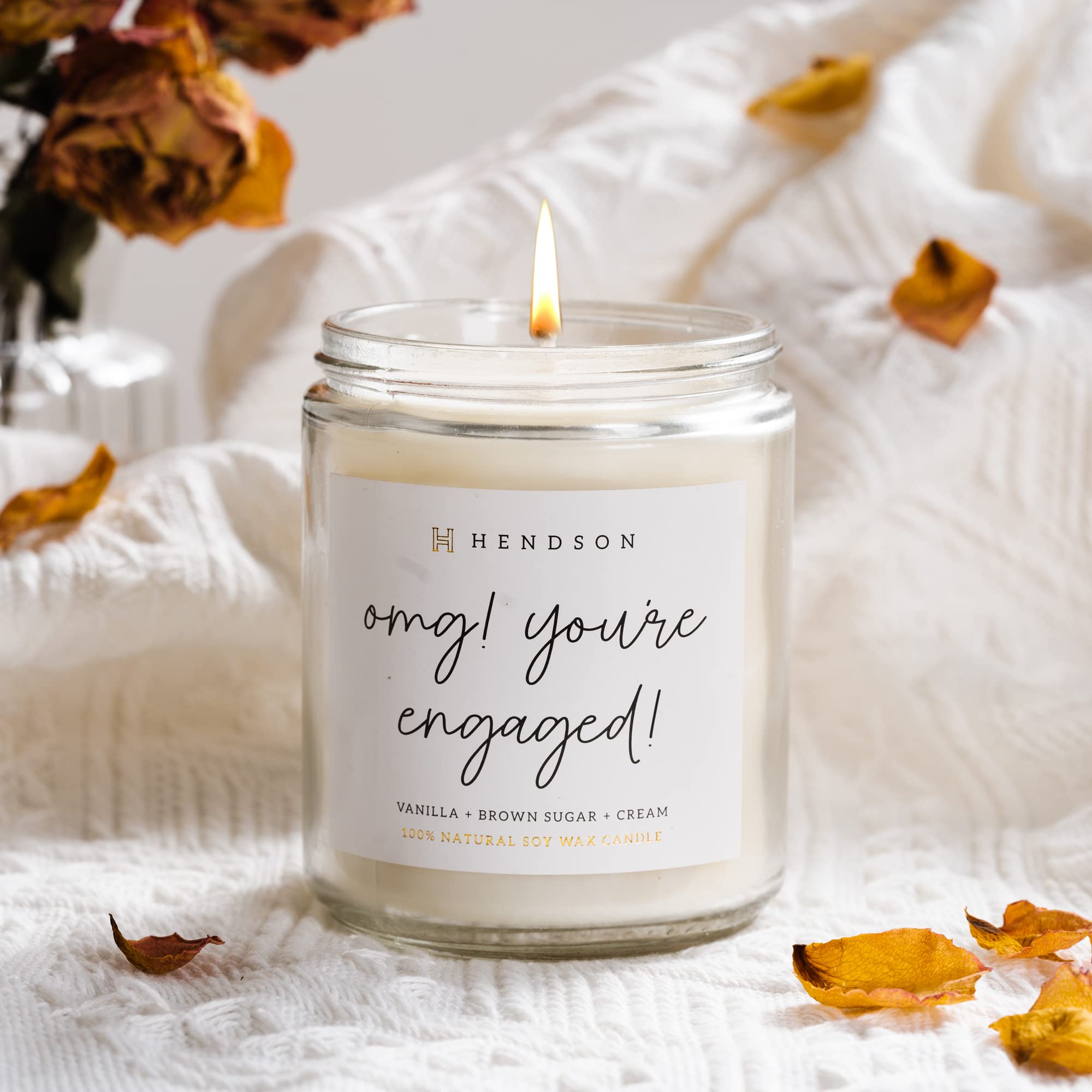 Bubble-wrapped engagement candle in black gift box