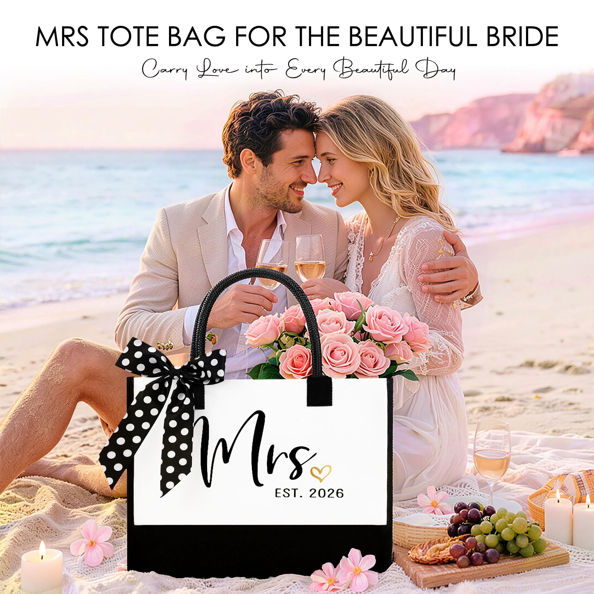Bride makeup bag and scented candle included in gift set