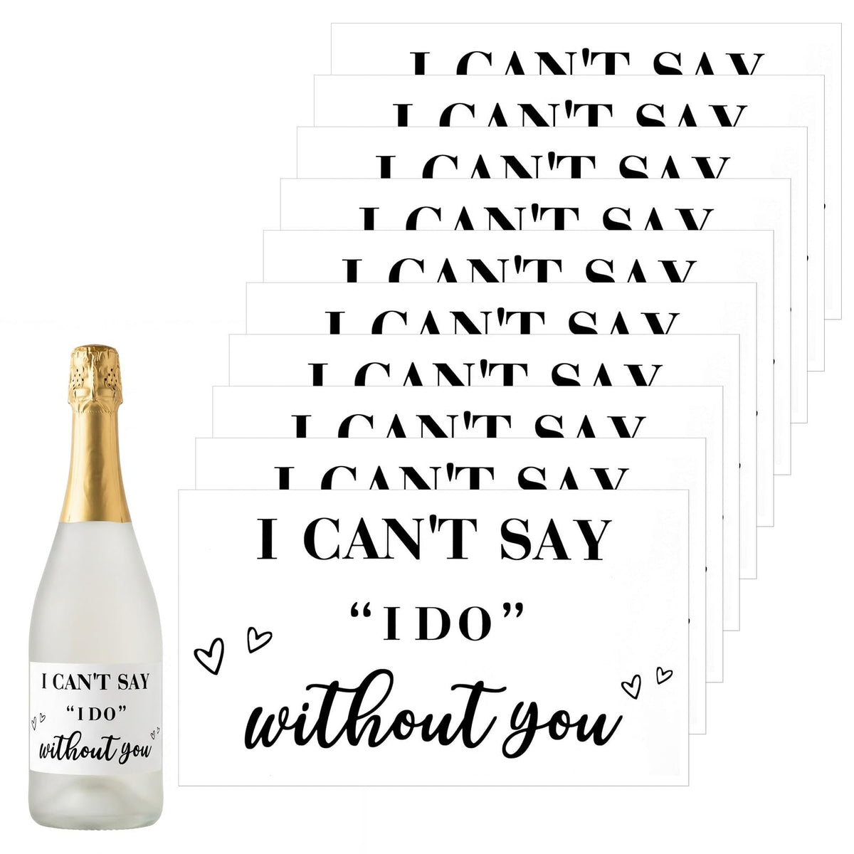 bridesmaid-proposal-mini-champagne-labels white pvc on bottle neck