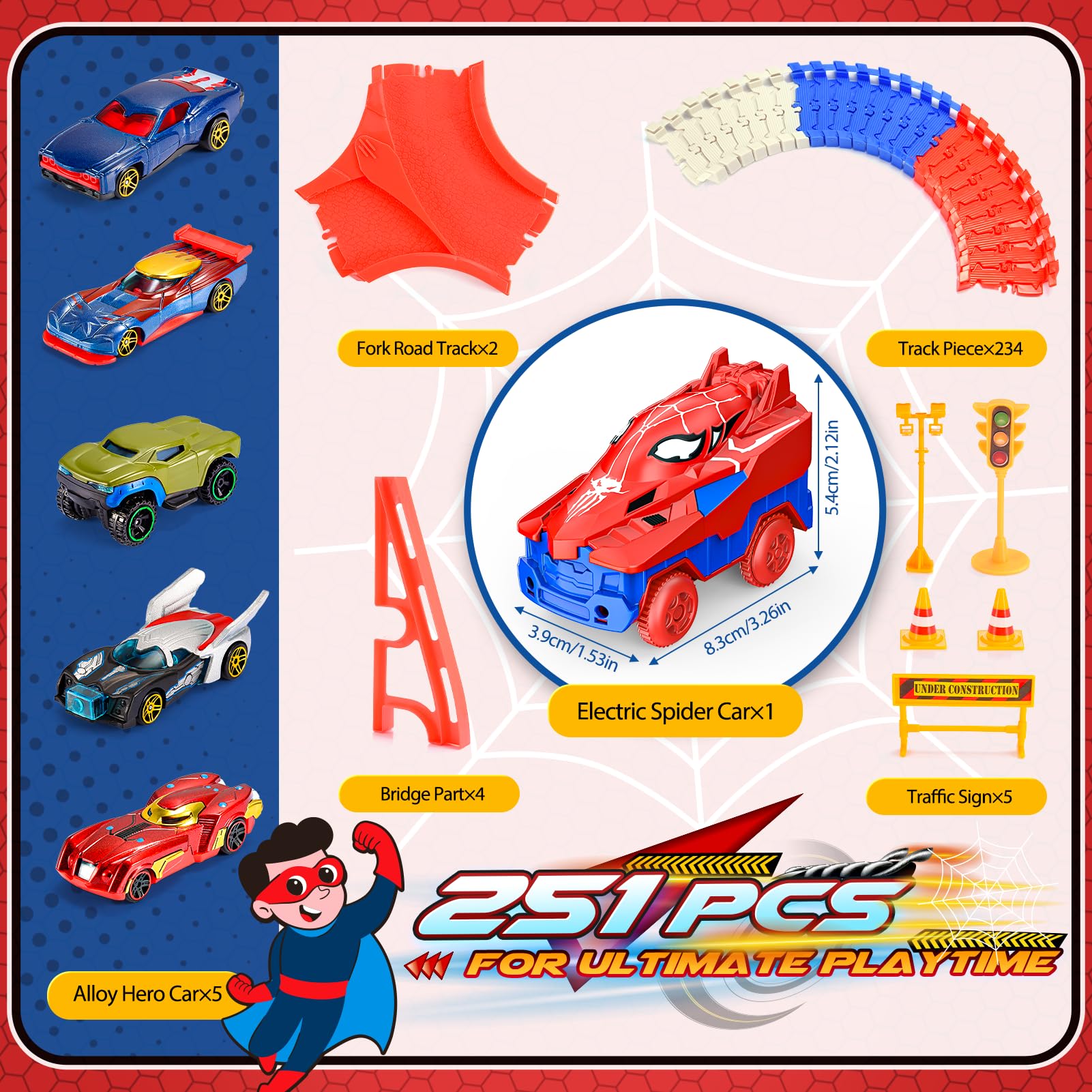 Bridge parts and fork road tracks for spider track set