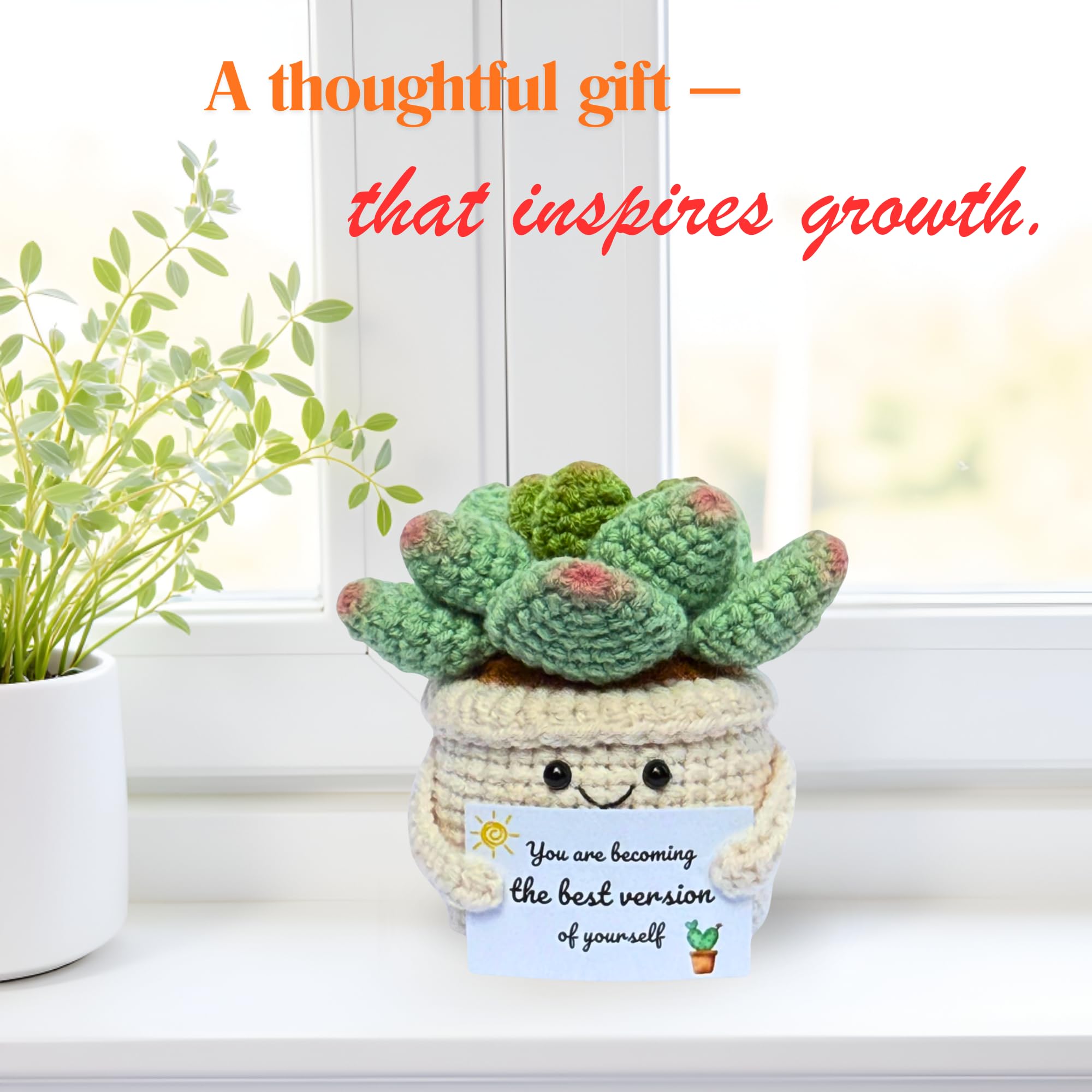 Compact crochet plant size 2.8 x 2.8 x 3.2 inches