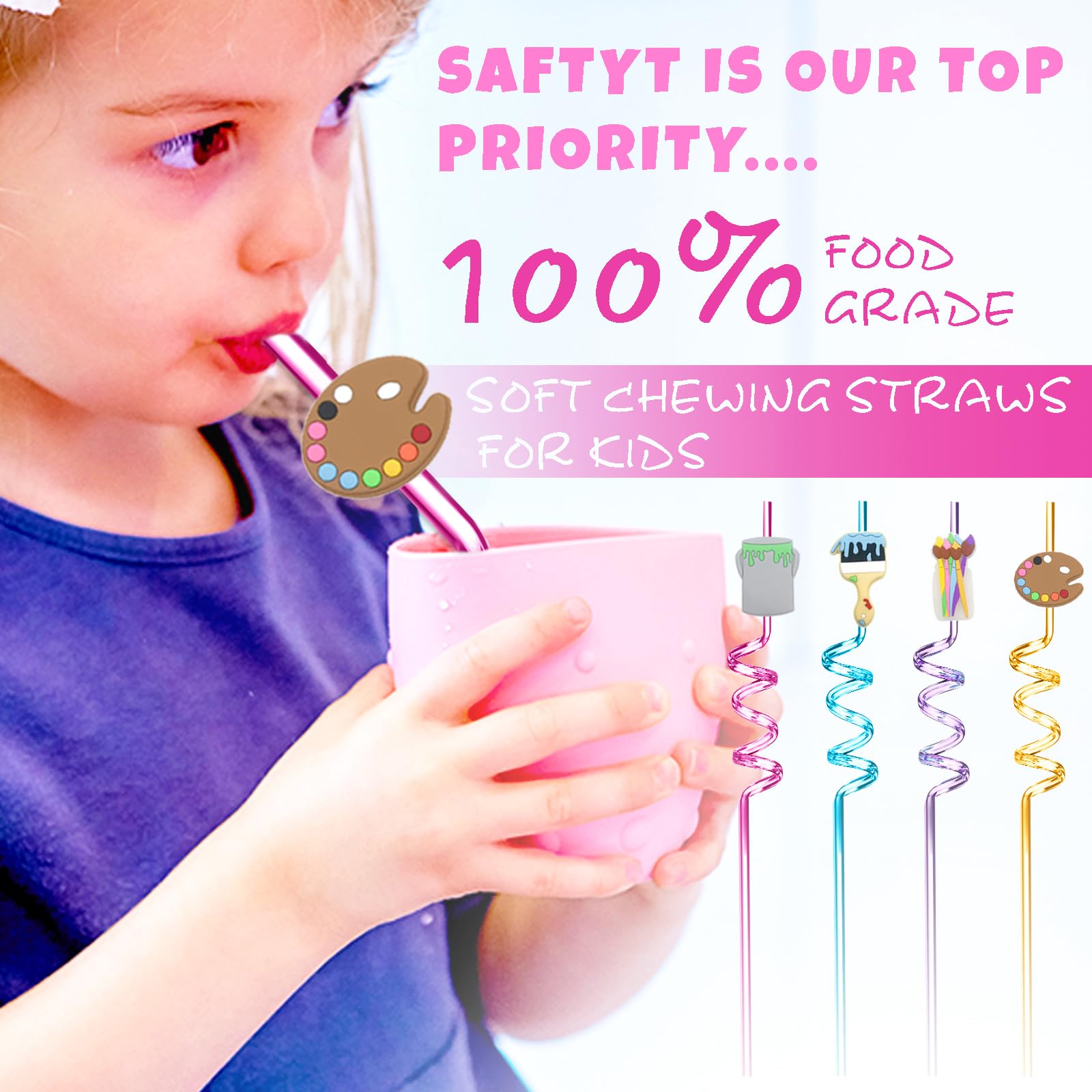 10.5 inch art painting drinking straw with brushes