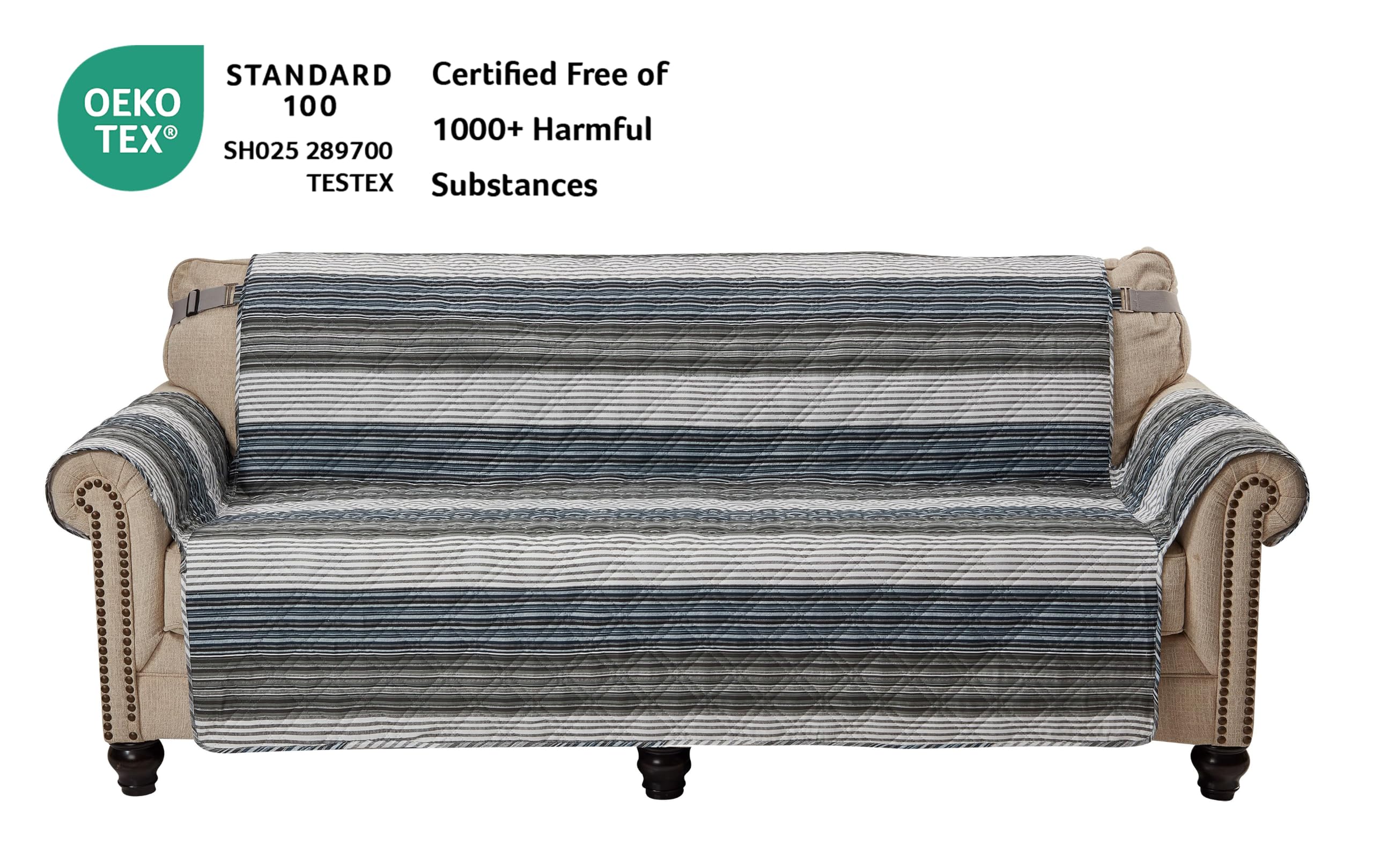 Multi grey stripes patchwork slip cover for couch and loveseat
