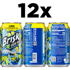 Brisk Iced Tea Lemon flavor 12 oz cans pack