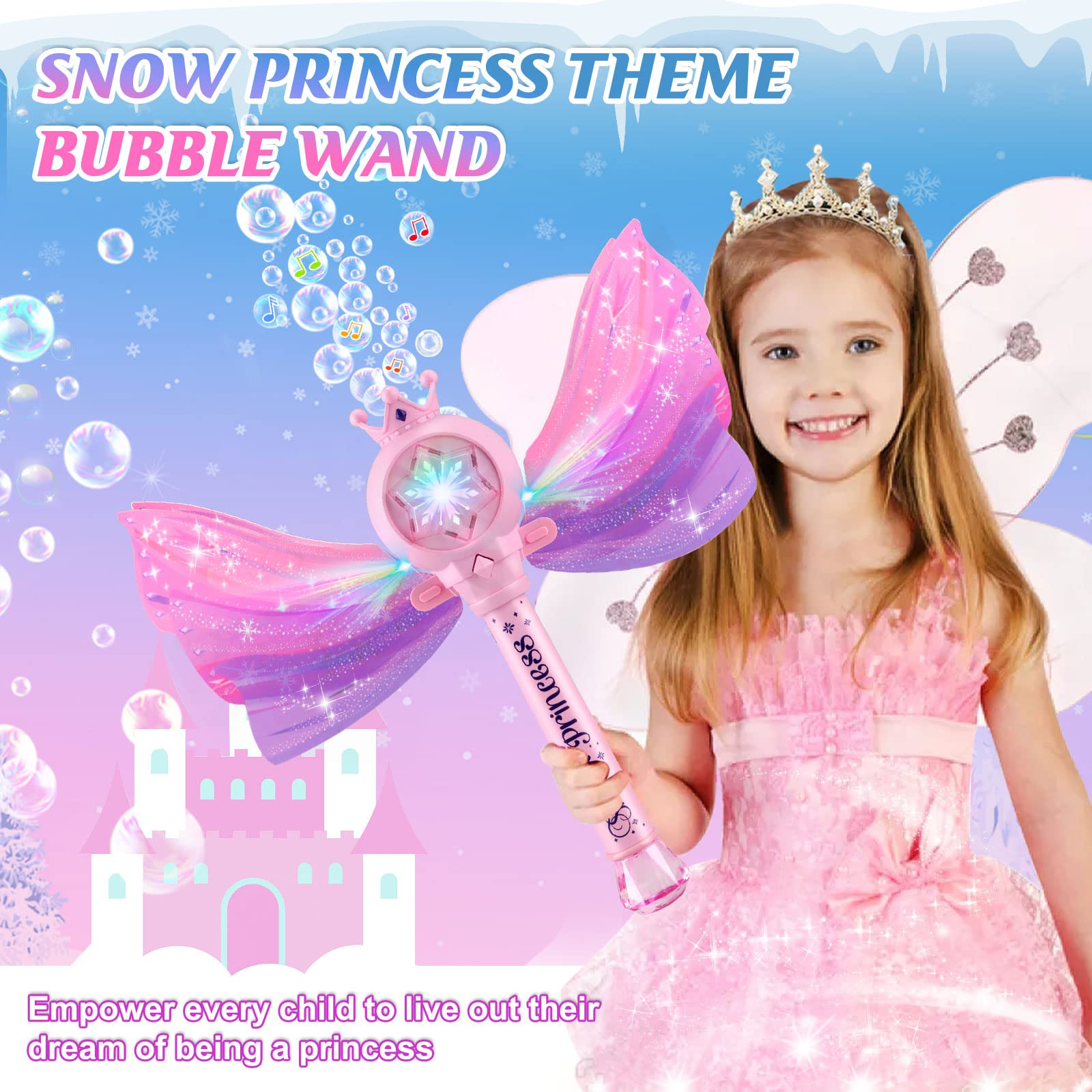 Britik Bubble Wand pink wand with crown and wings