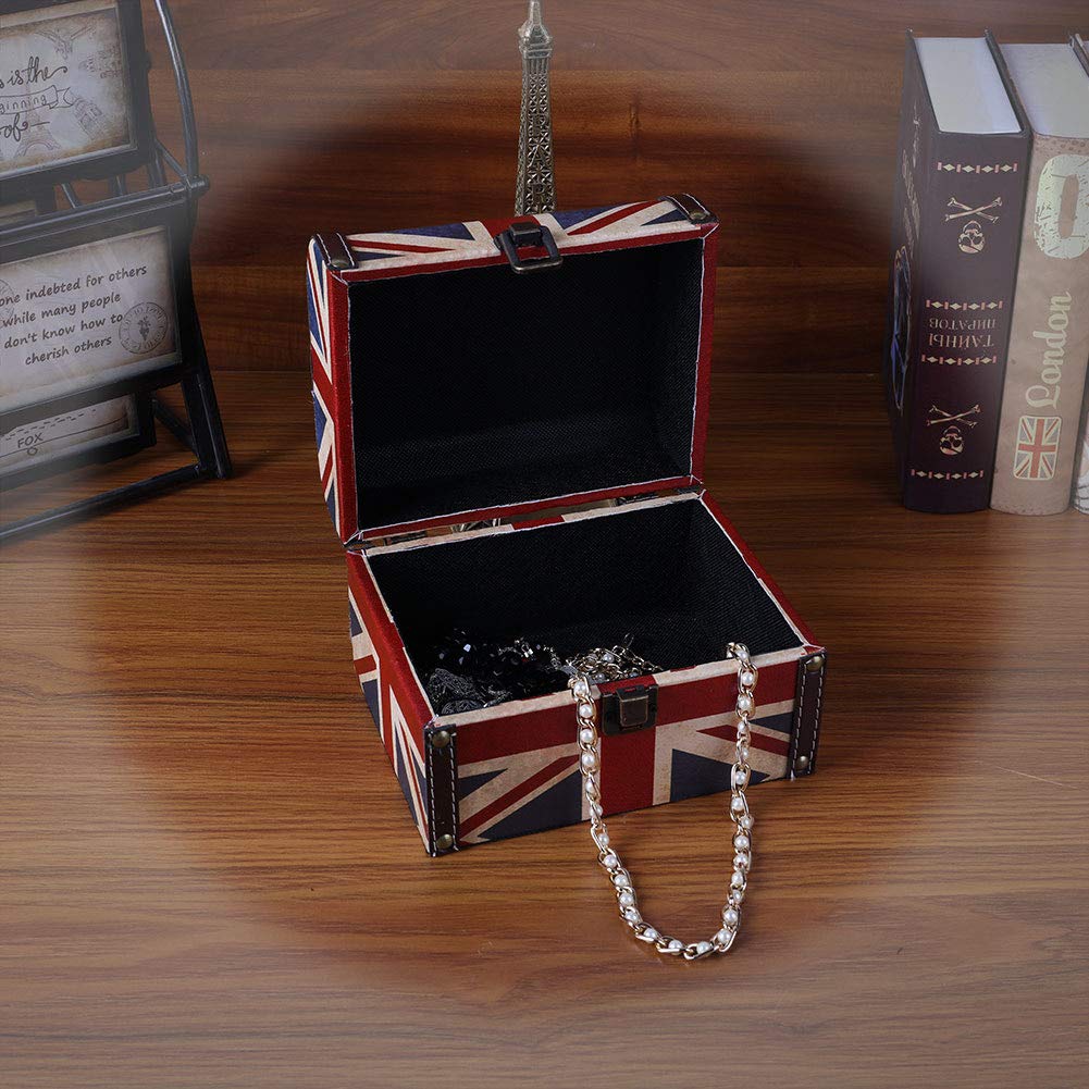 Wooden jewelry keepsake box with lid and lock