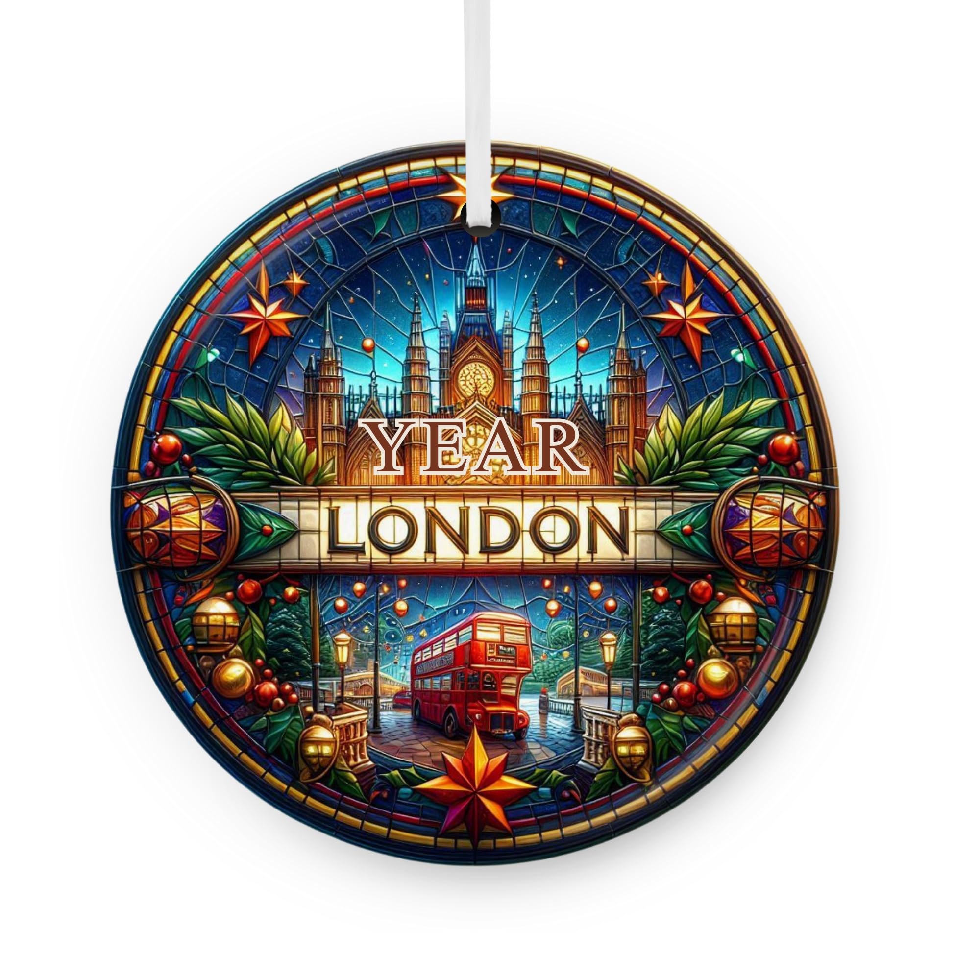 British London Scene ceramic ornament for Christmas tree