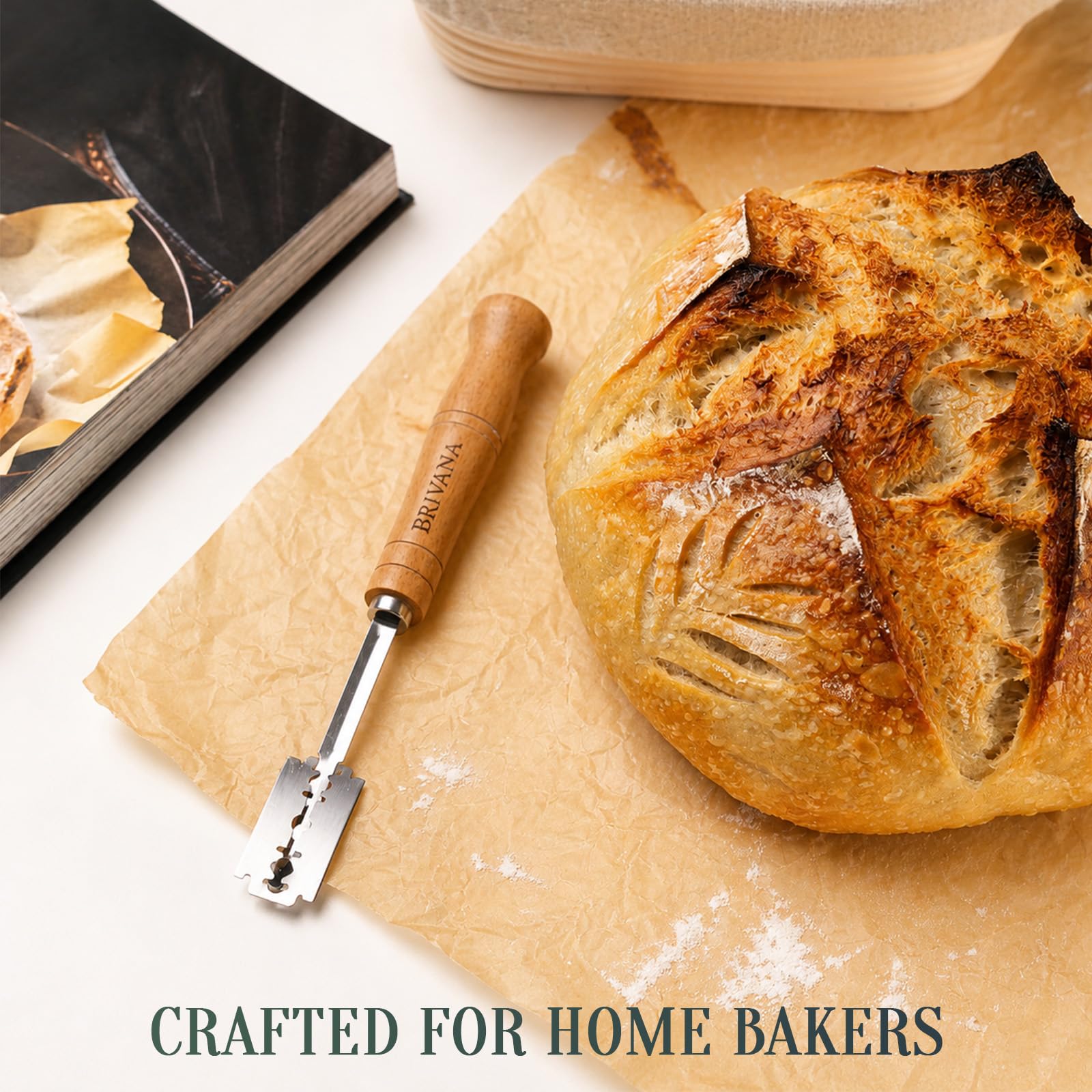 Bread lame for sourdough and rustic loaves in beech wood