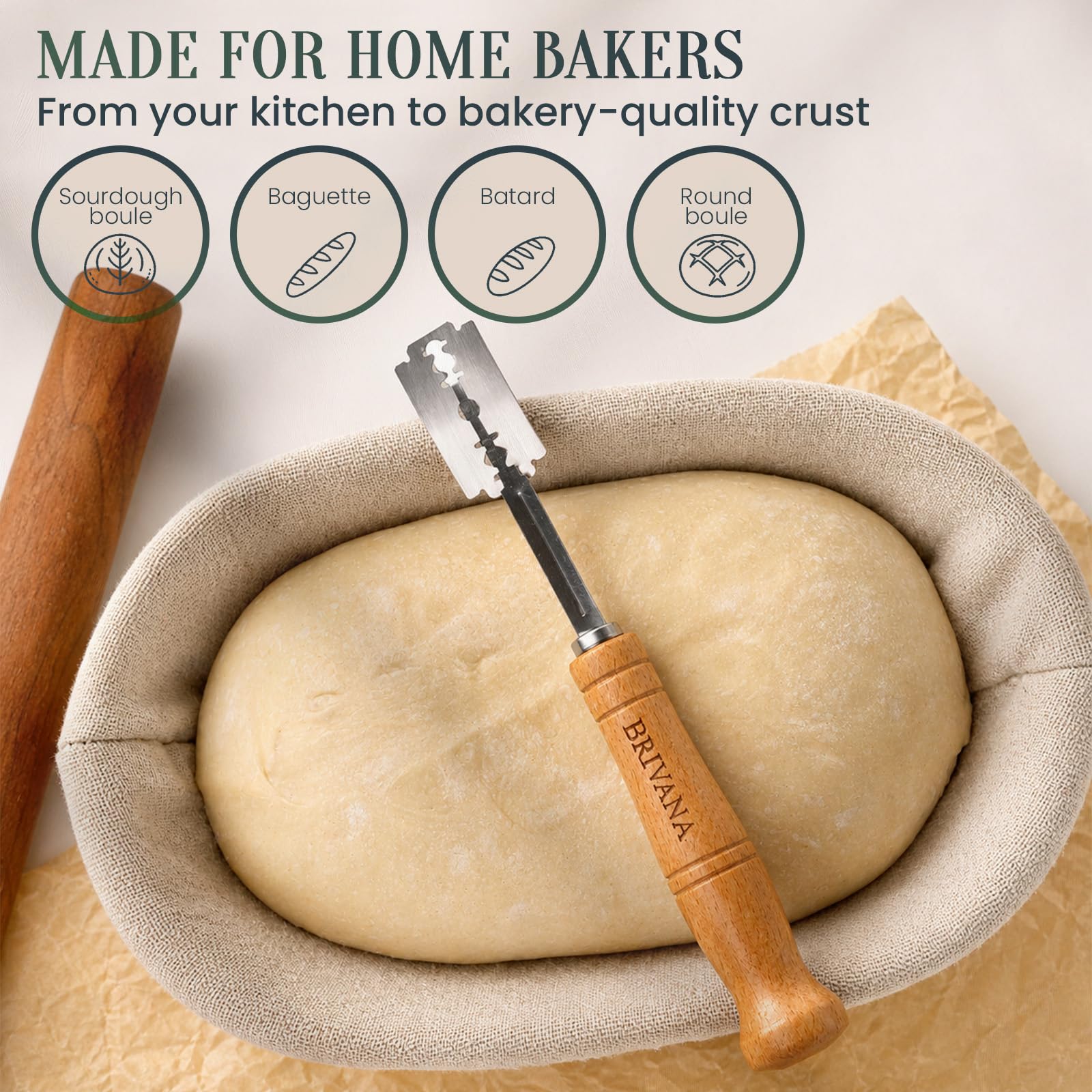 Complete bread scoring set includes lame blades and cover