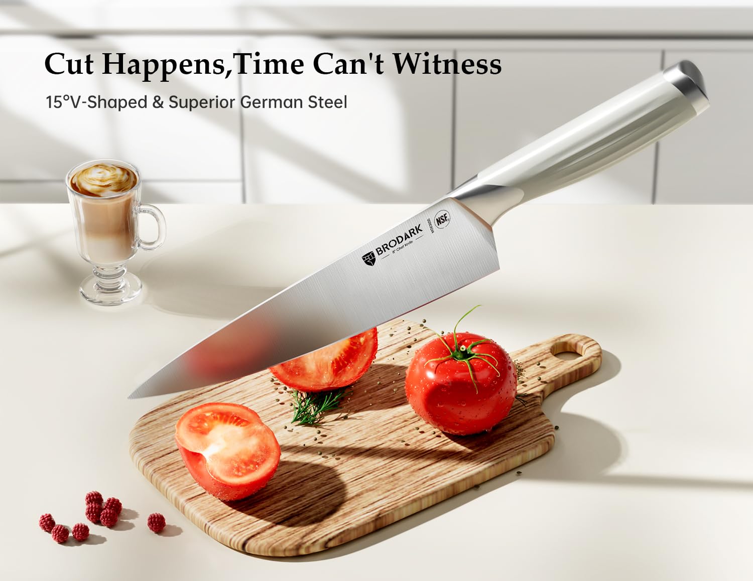 White handle knives from BRODARK full tang design