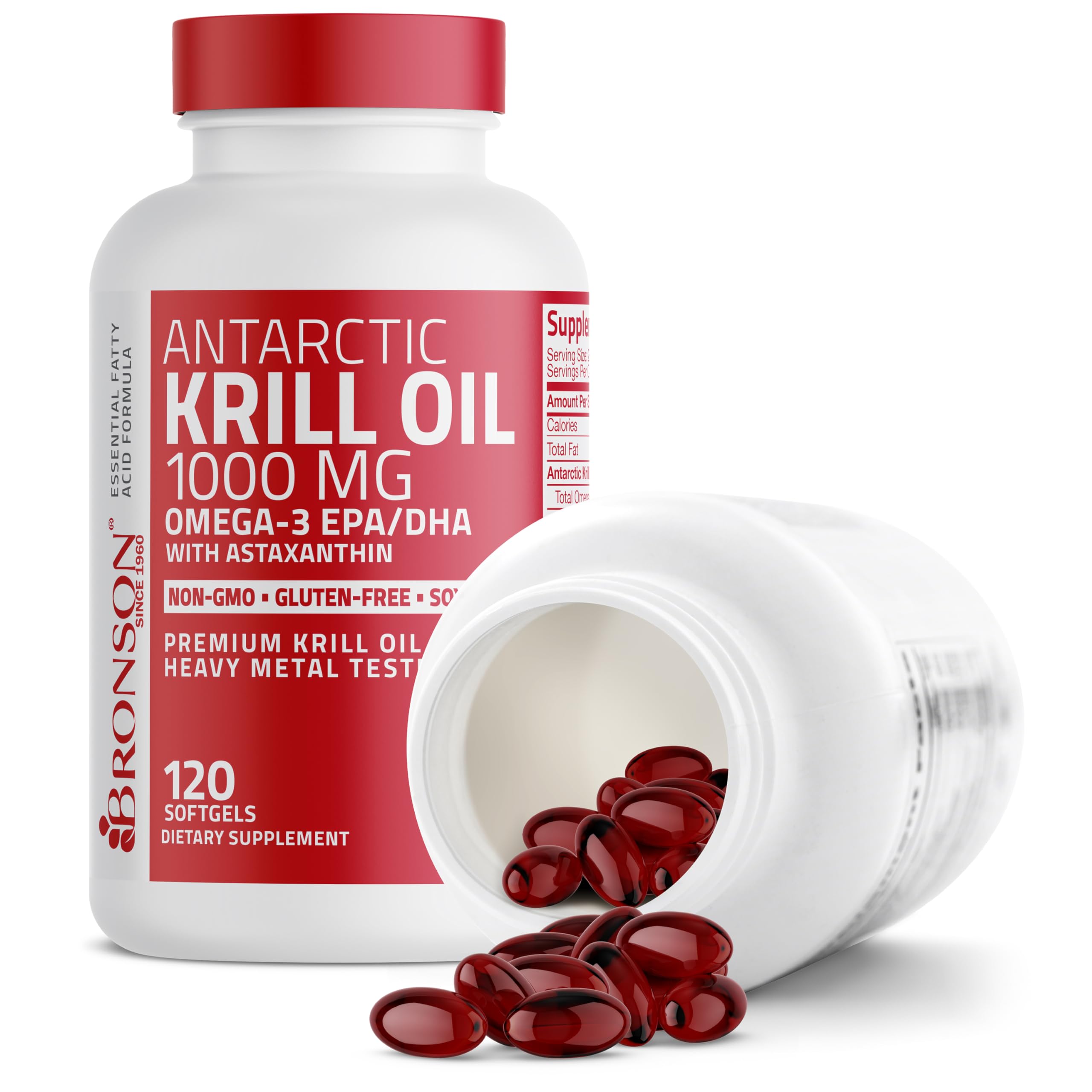Bronson Antarctic Krill Oil 120 softgels packaging