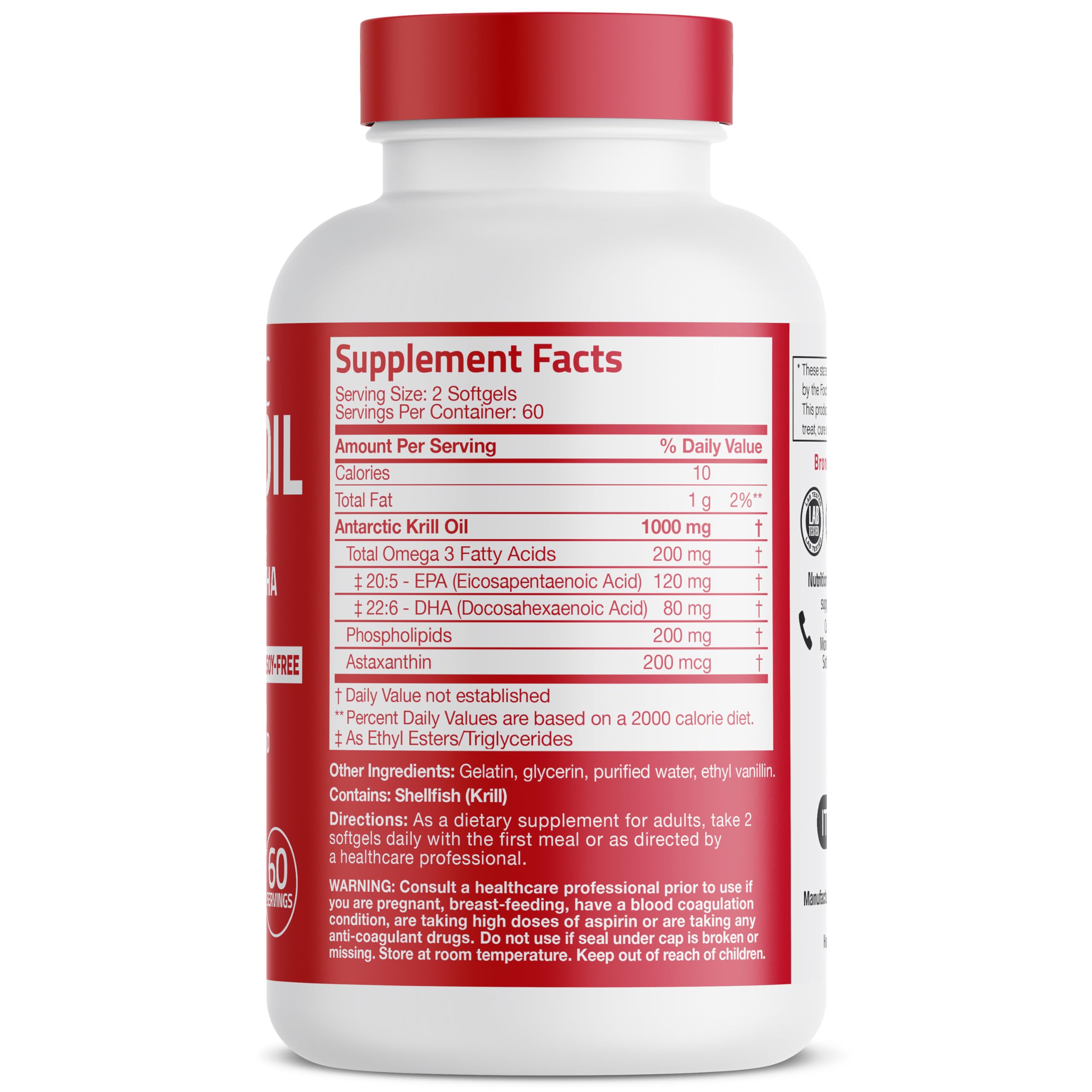 Bronson Antarctic Krill Oil Omega-3s label