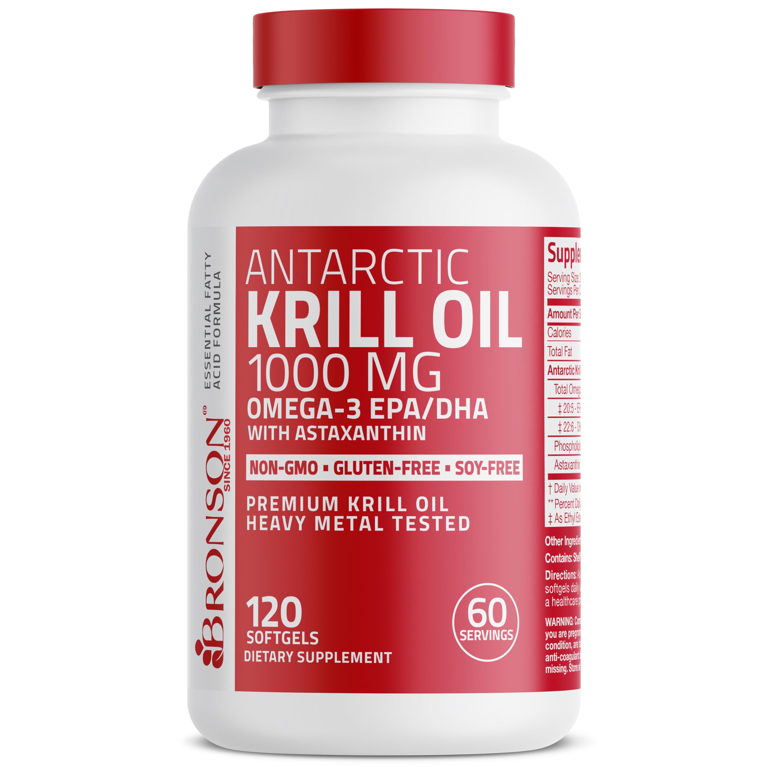 Bronson Antarctic Krill Oil non-GMO gluten free icons