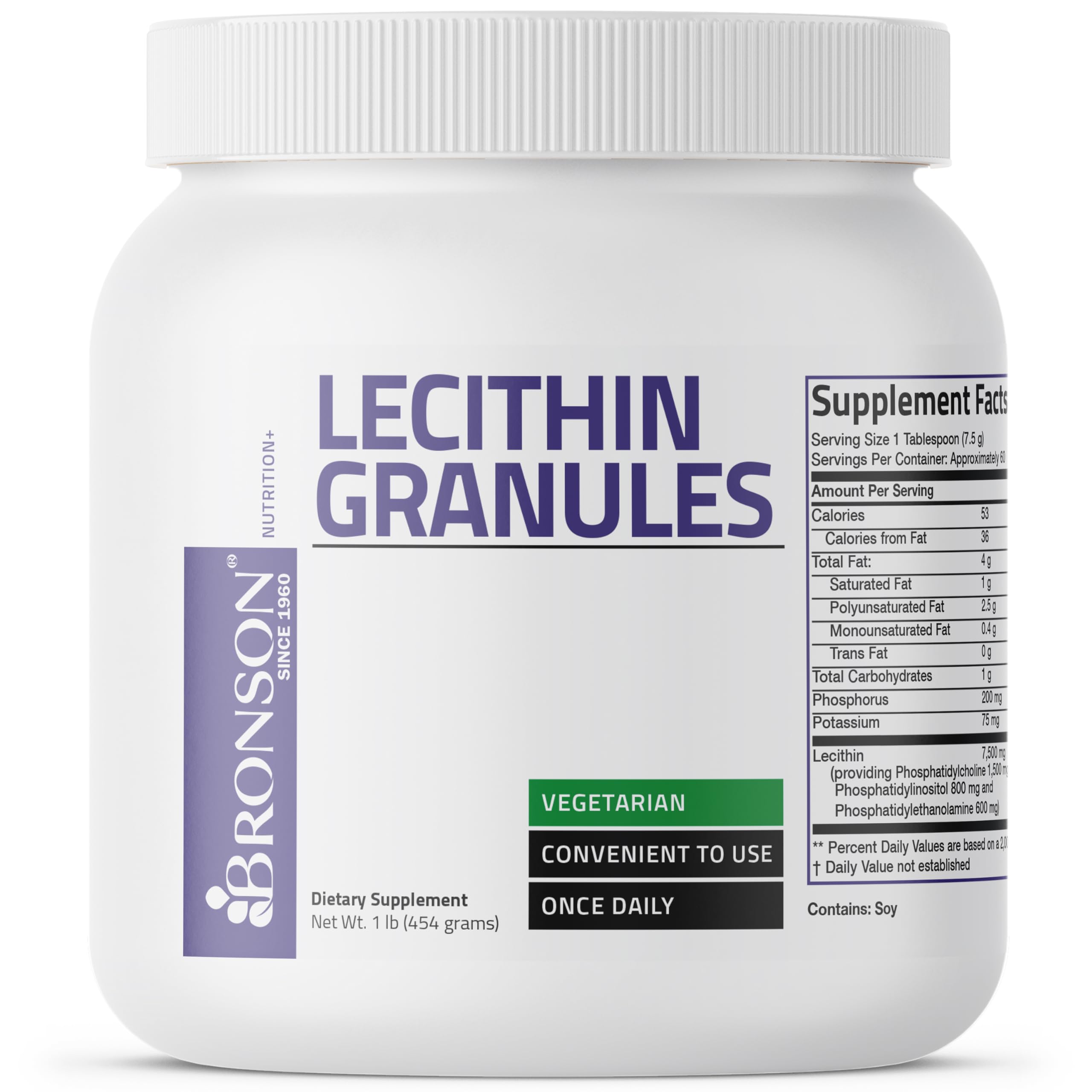 Bronson Lecithin Granules Powder 7500 MG 16 Ounces label