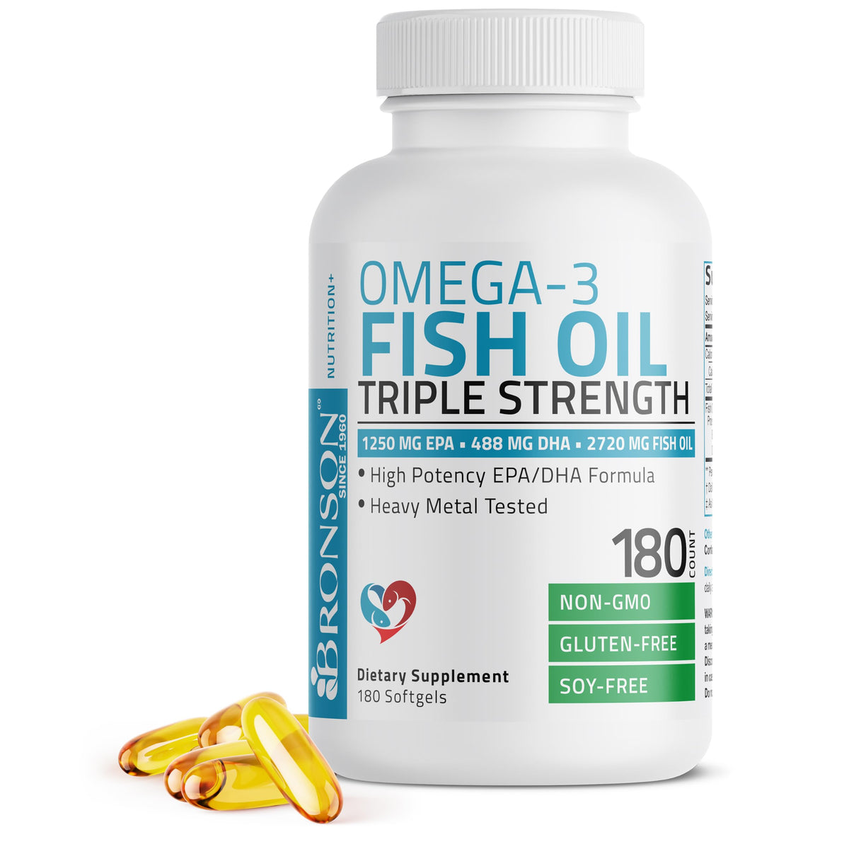 Bronson Omega-3 Fish Oil bottle 180 softgels