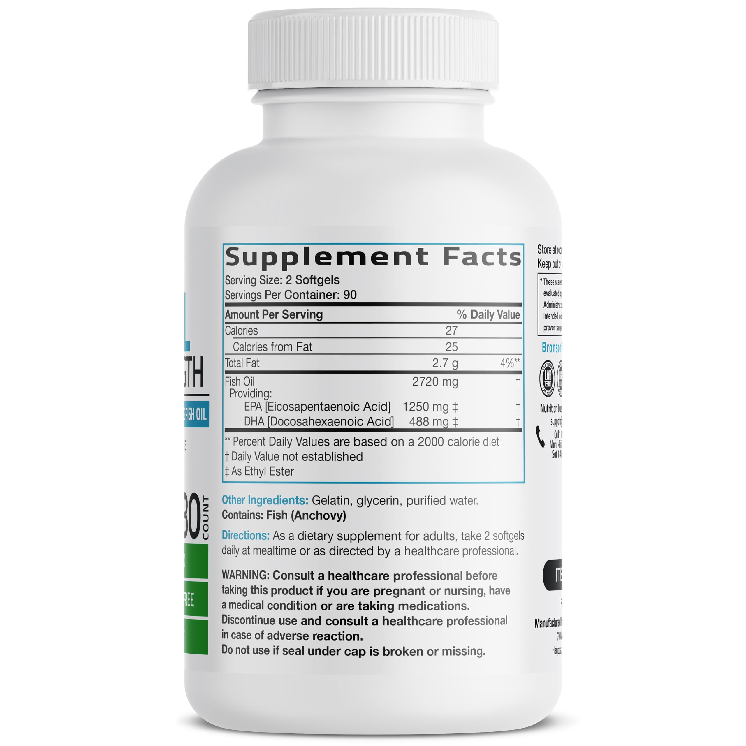 Bronson Omega-3 High EPA DHA triple strength label