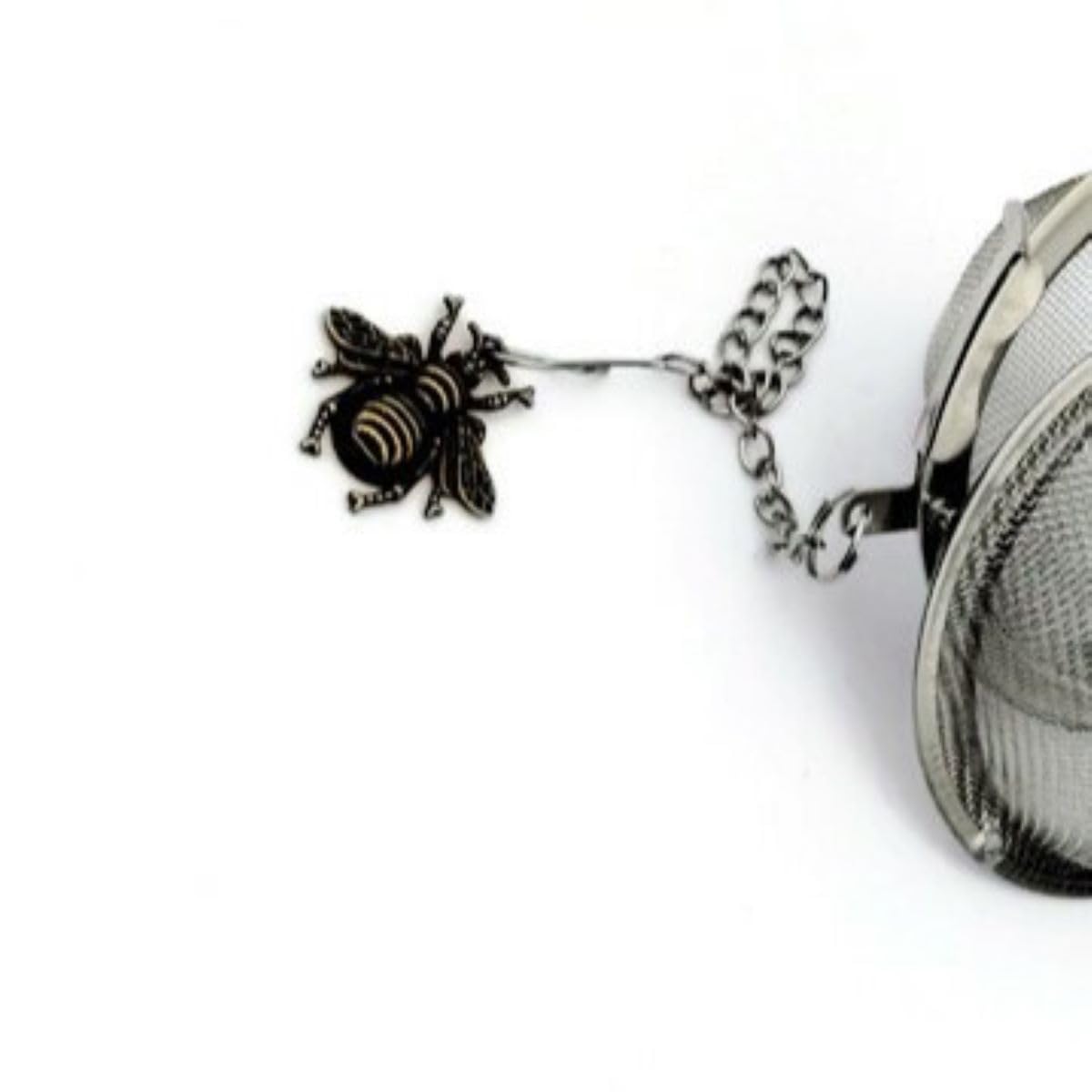 Bronze Bee charm on stainless steel tea infuser ball