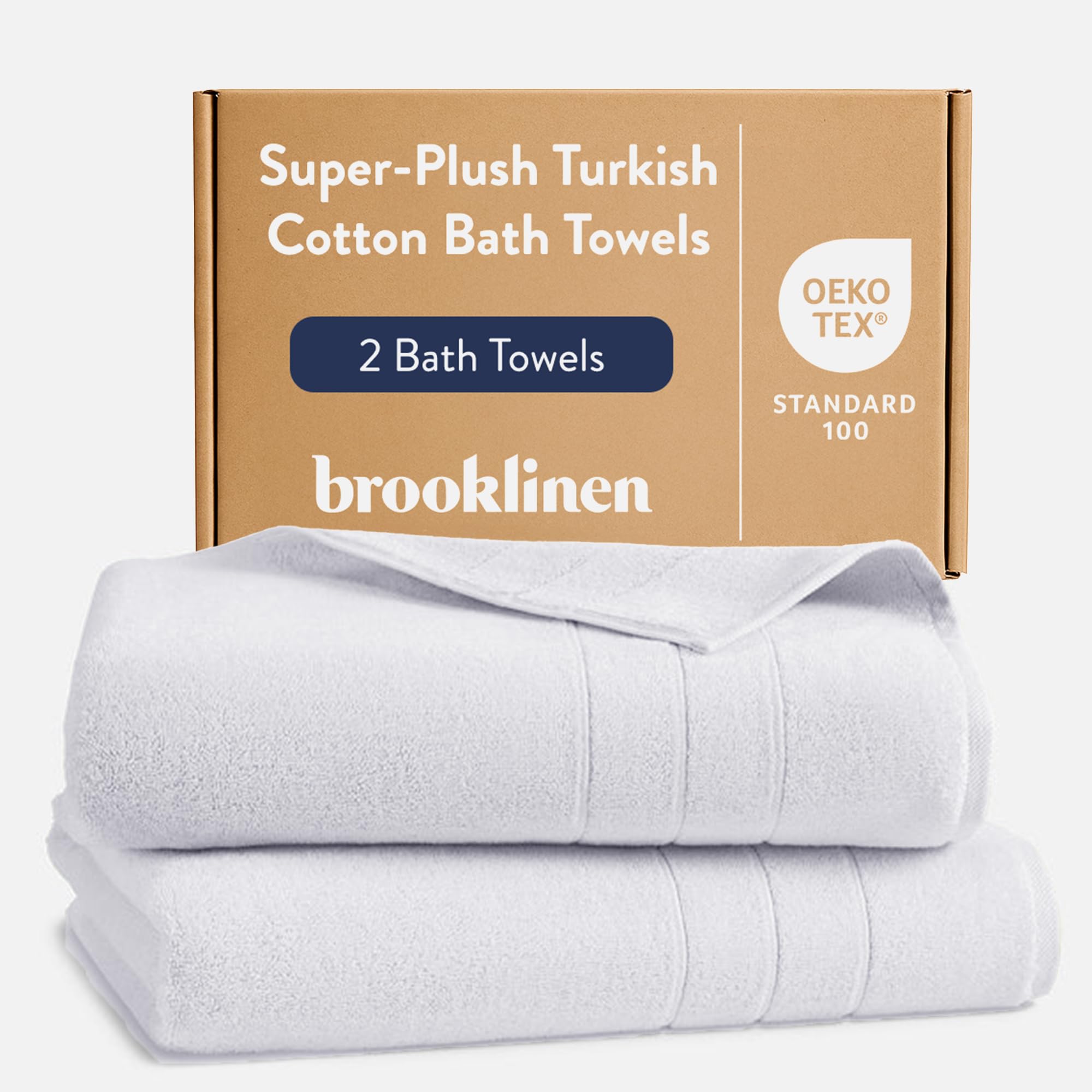 Brooklinen Super-Plush Turkish Cotton Bath Towels solid white 30x58 set of 2
