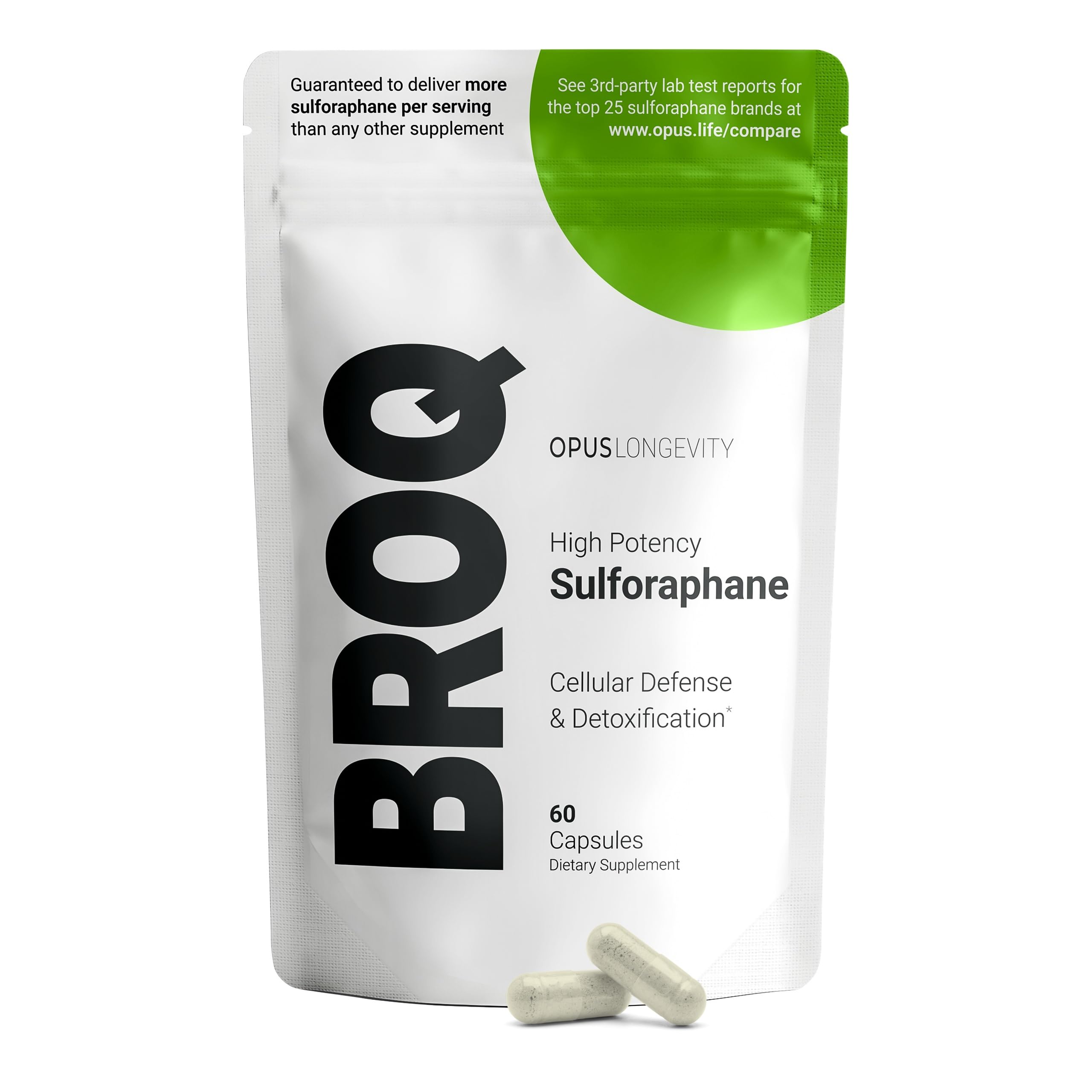 BROQ sulforaphane supplement bottle label