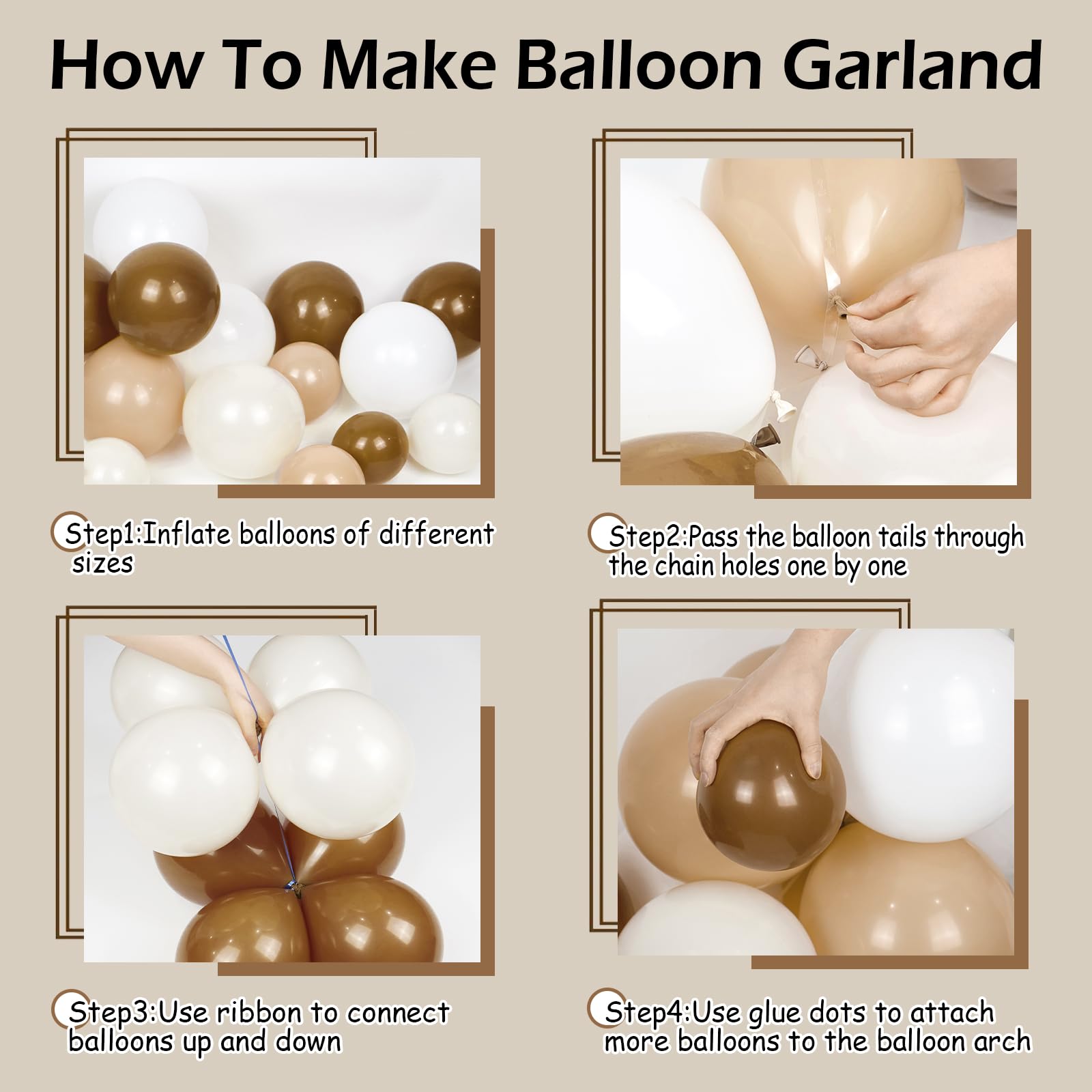 brown balloons set for arch kit in multiple sizes