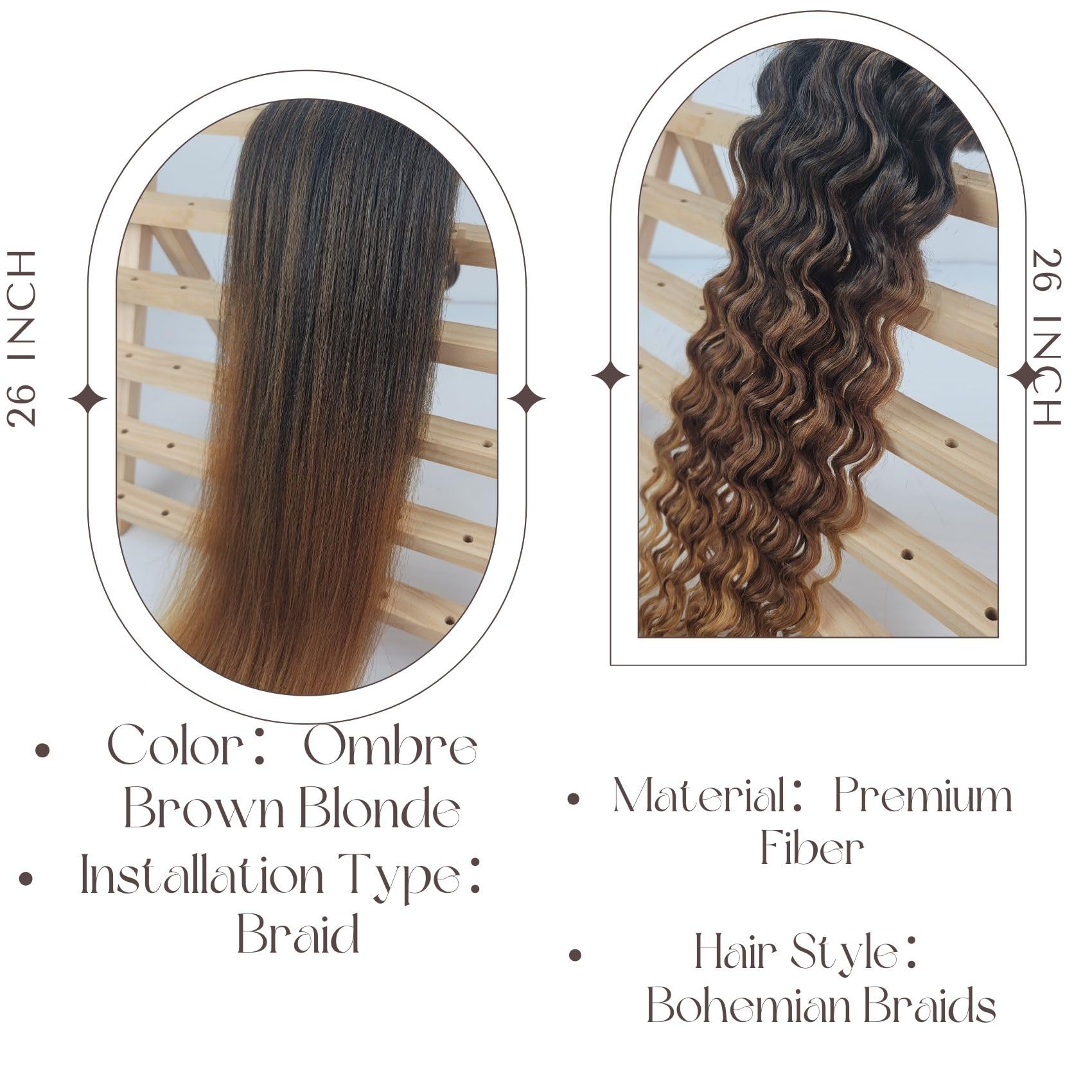 brown blonde braiding hair 26inch ez braid pack closeup