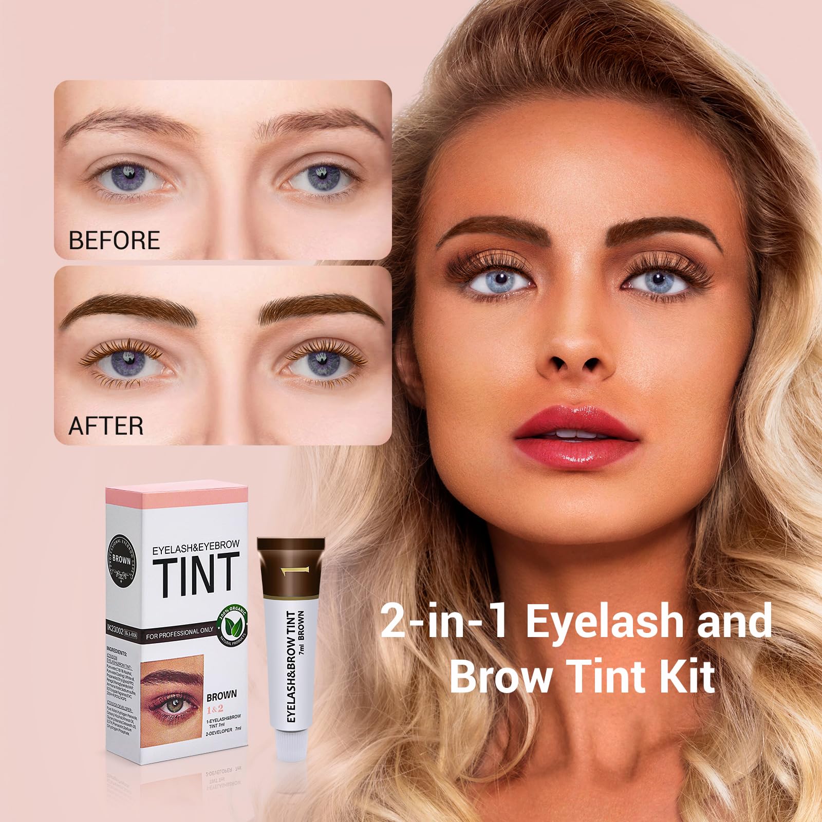 brown color kit eyebrow eyelash product label