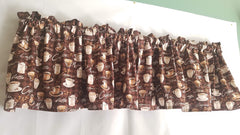 Brown Kitchen Curtain with coffee words motif