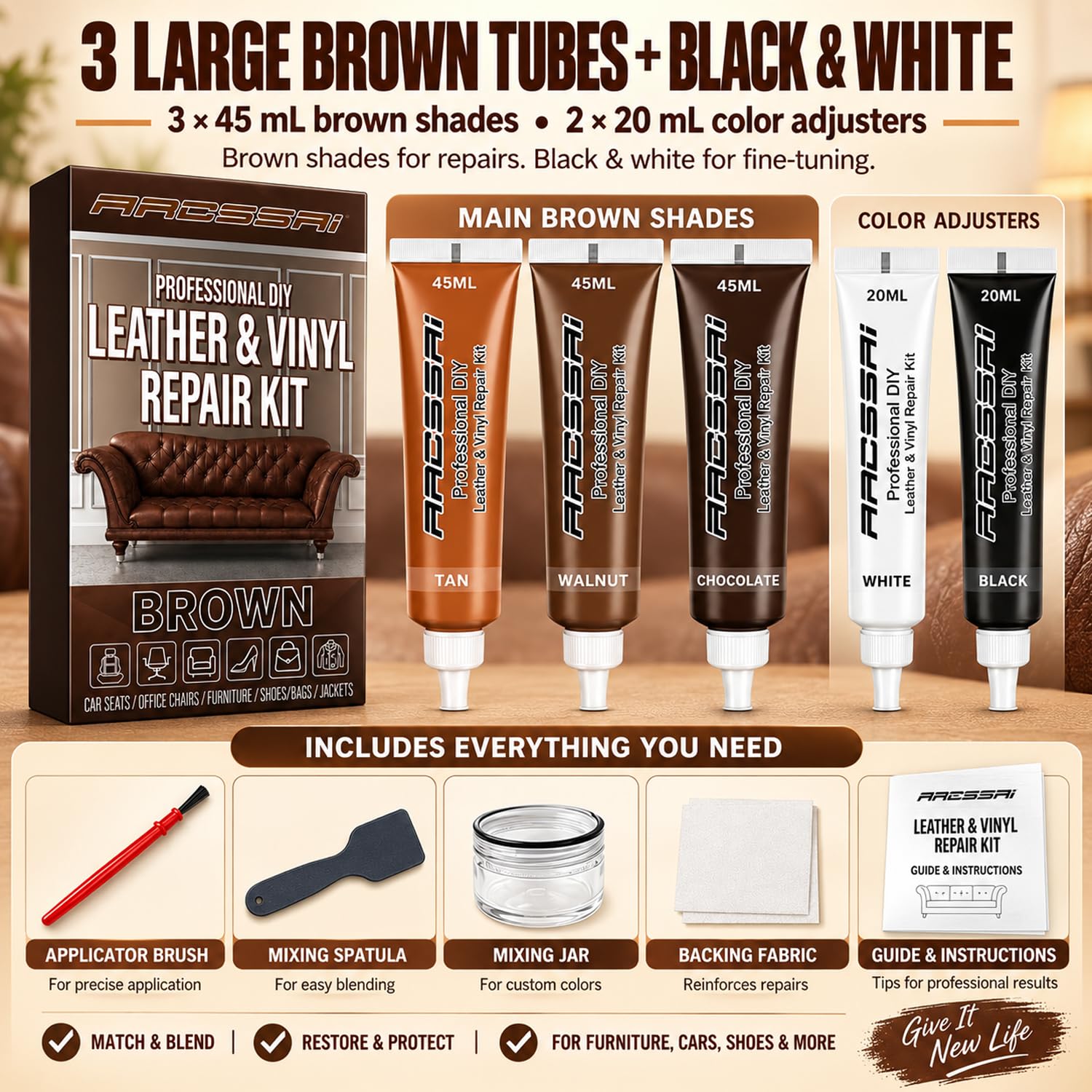Brown shade options including brown tan walnut and chocolate in kit