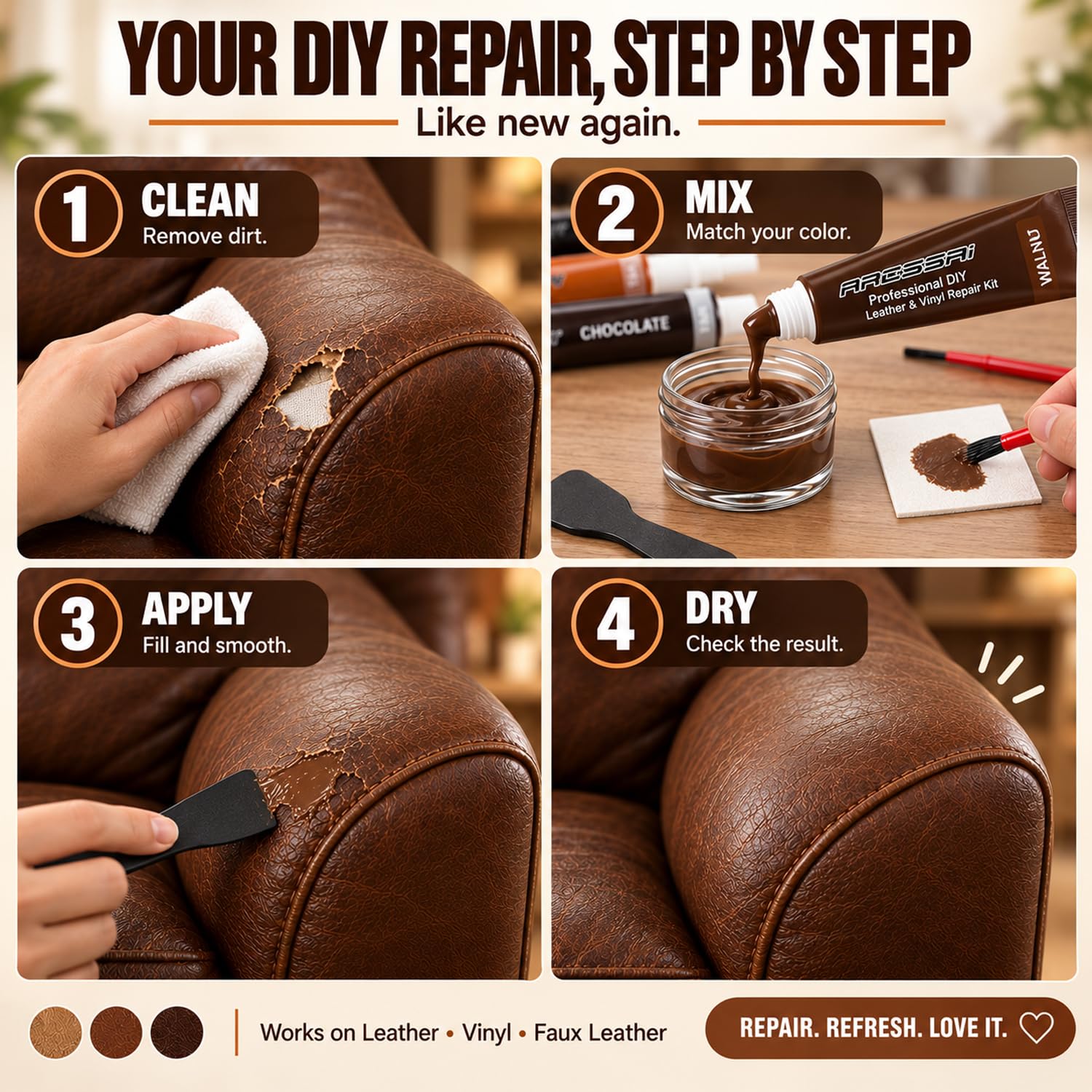 24 hour online support for Brown Leather Repair Kit users