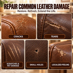 Repair kit compatible with genuine leather and synthetic upholstery