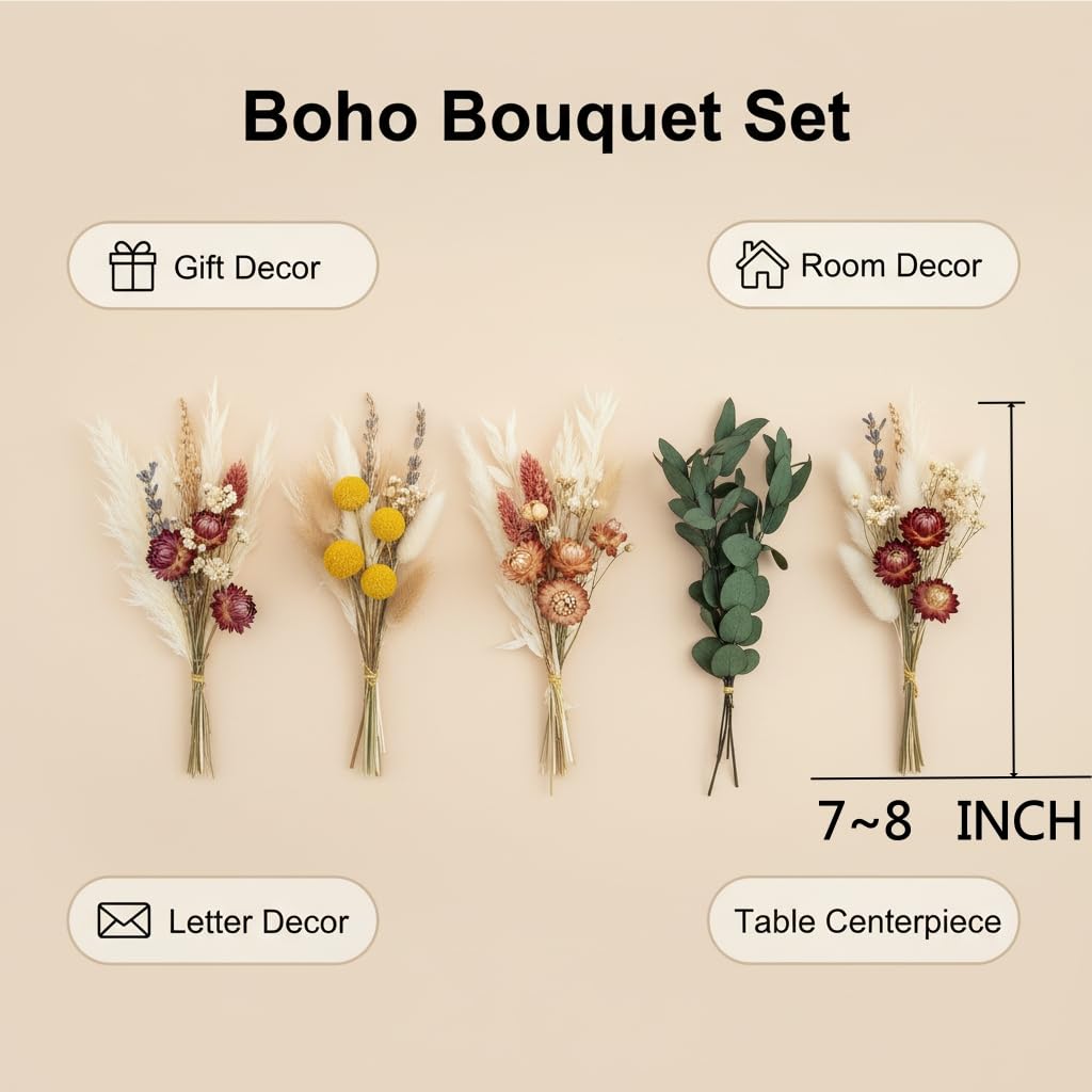 brown mix dried flowers with greenery for decor