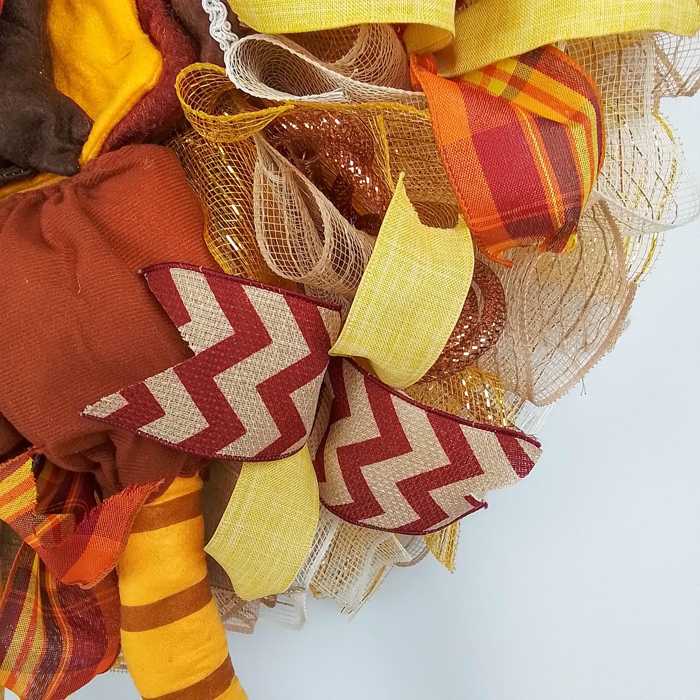 Brown orange autumn wreath suitable for indoor outdoor use
