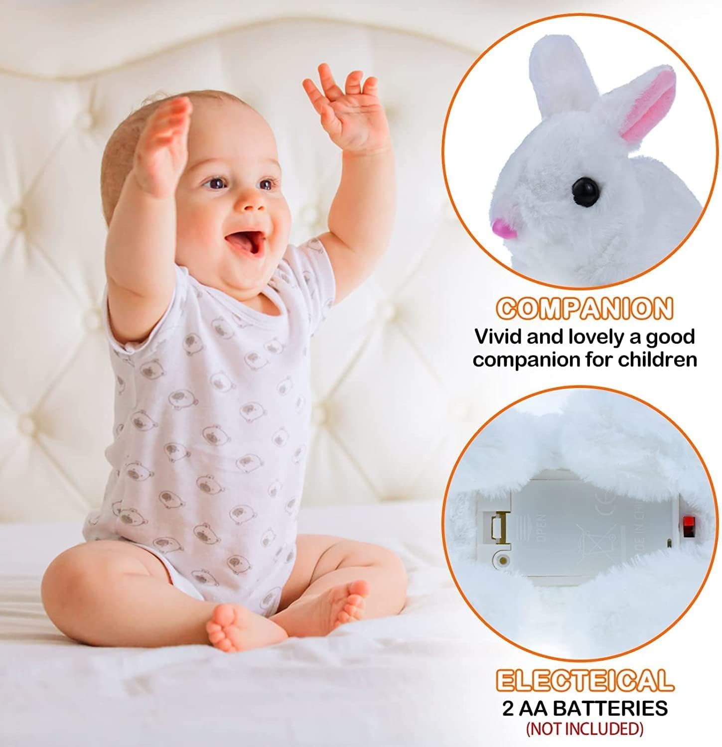 Educational rabbit toy with battery box and motion