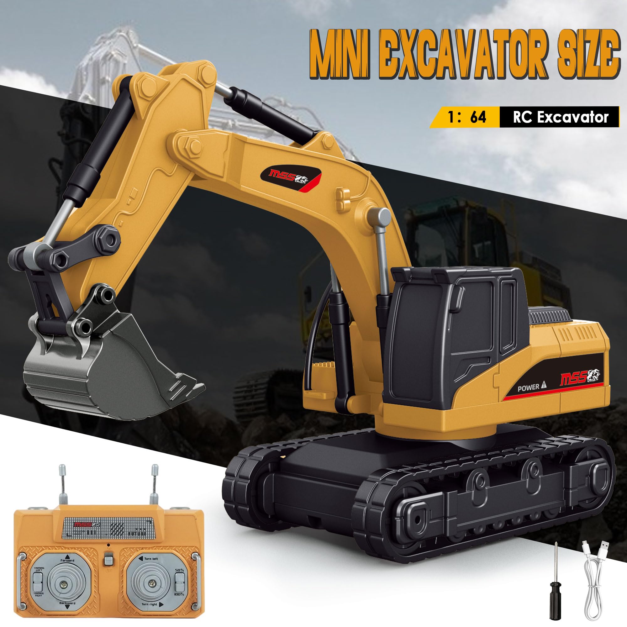 BRRRRT palm-sized rc excavator compatible with multiplayer play