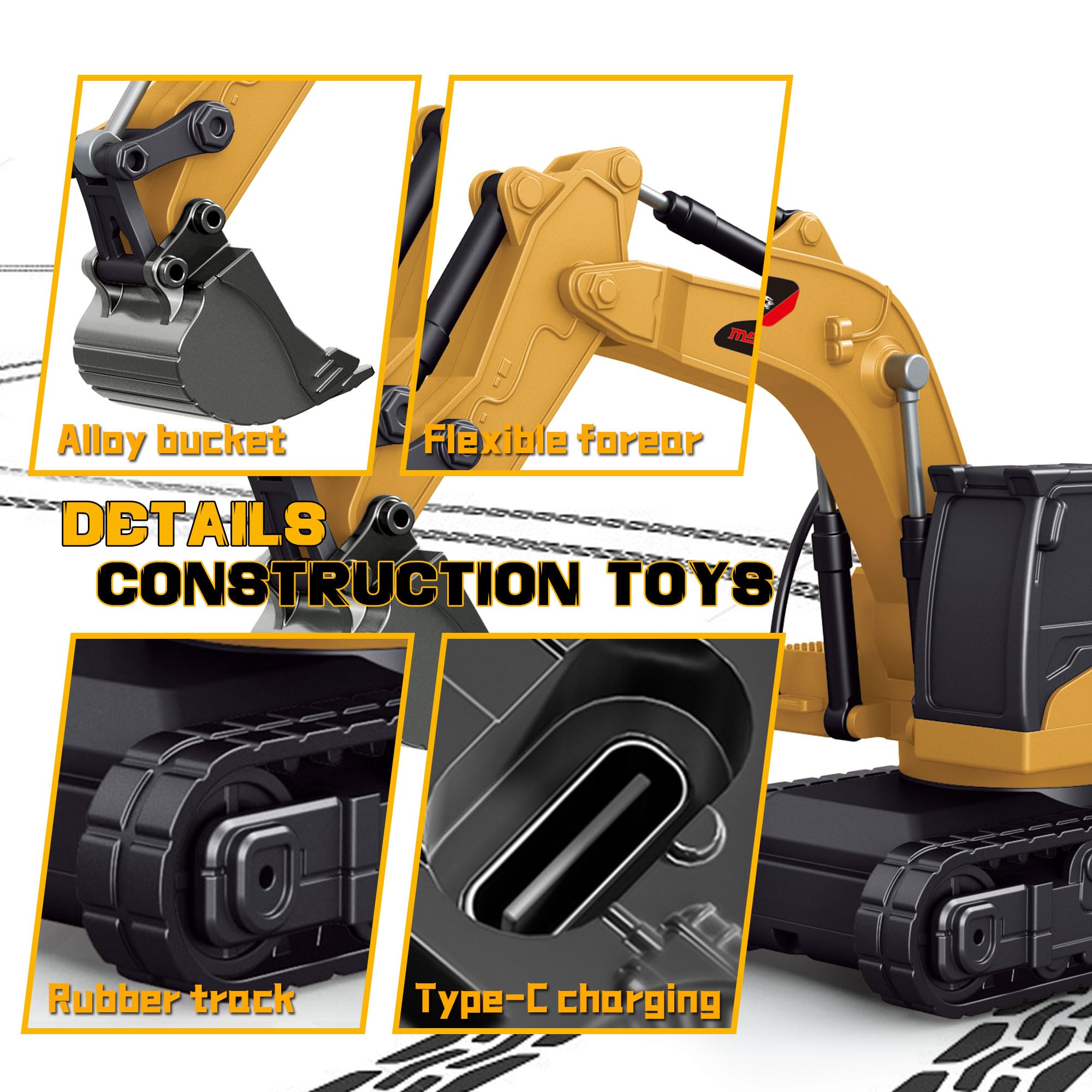Palm-sized BRRRRT 1/64 rc excavator with metal shovel