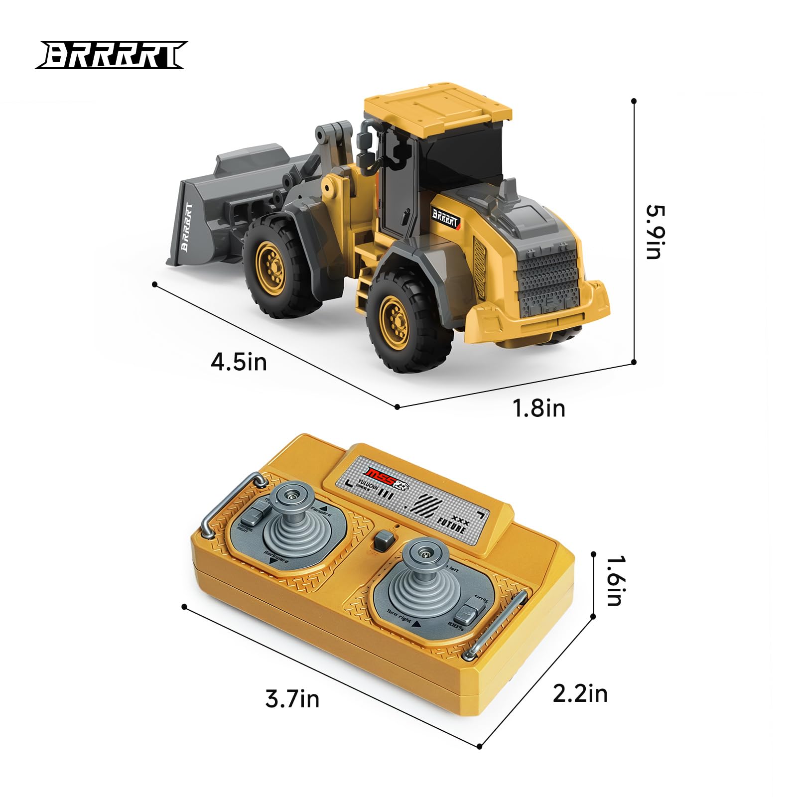 BRRRRT Type-C direct charging RC bulldozer close-up