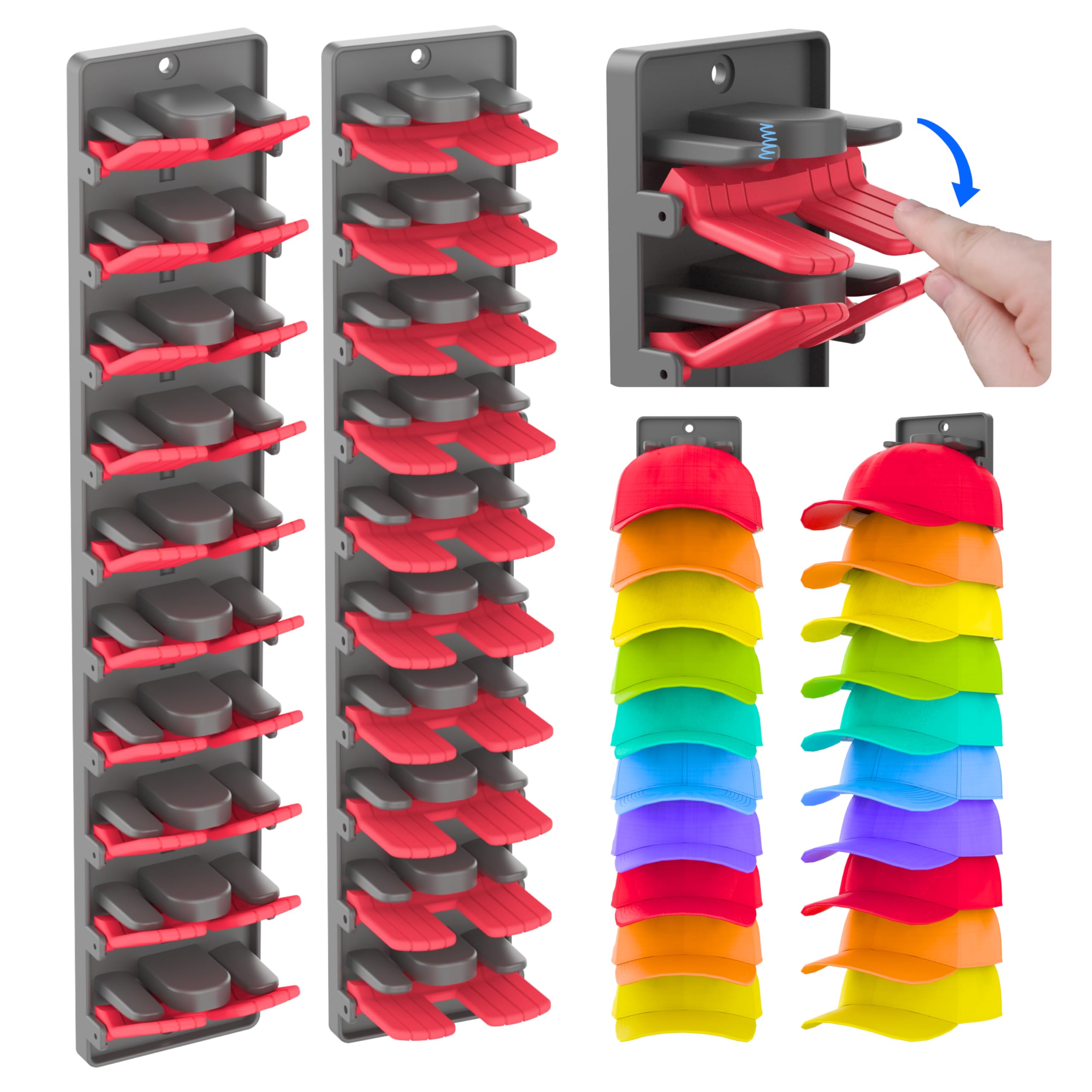 BRUBEQO hat organizer for baseball caps kit